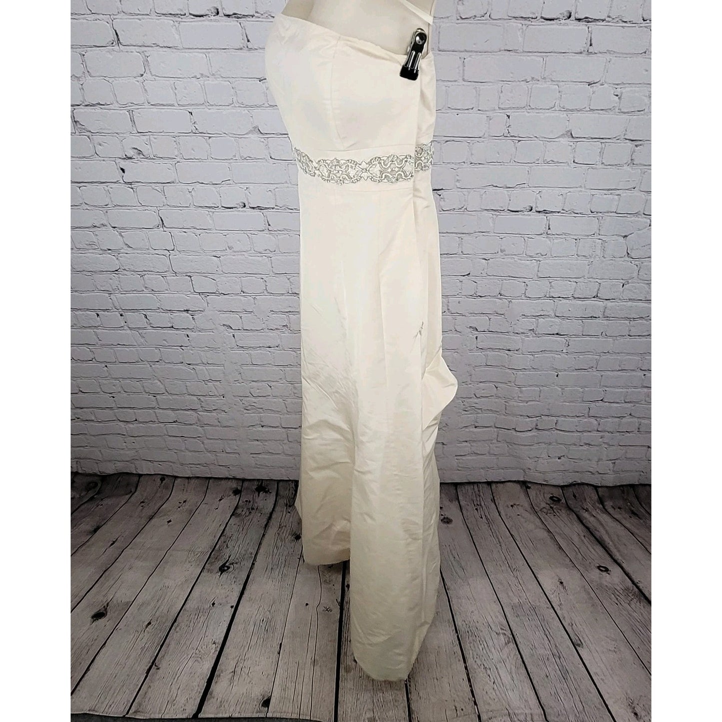 Ann Taylor Ivory Silk Embellished Empire Waist Wedding Dress Gown 10 *defects