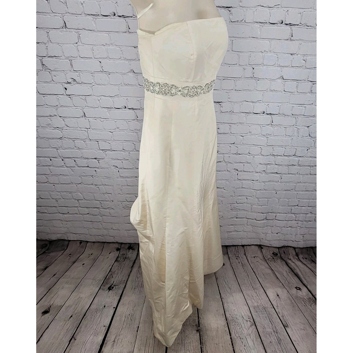 Ann Taylor Ivory Silk Embellished Empire Waist Wedding Dress Gown 10 *defects