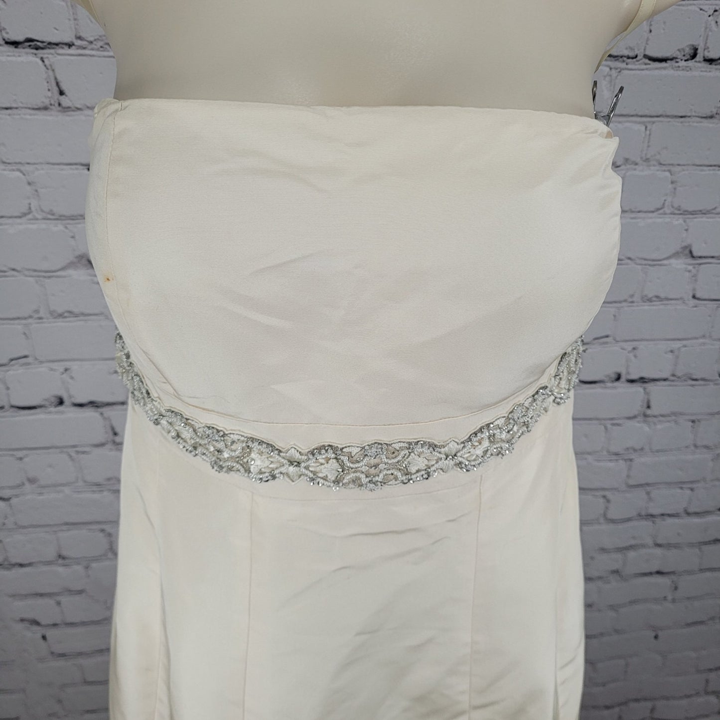 Ann Taylor Ivory Silk Embellished Empire Waist Wedding Dress Gown 10 *defects