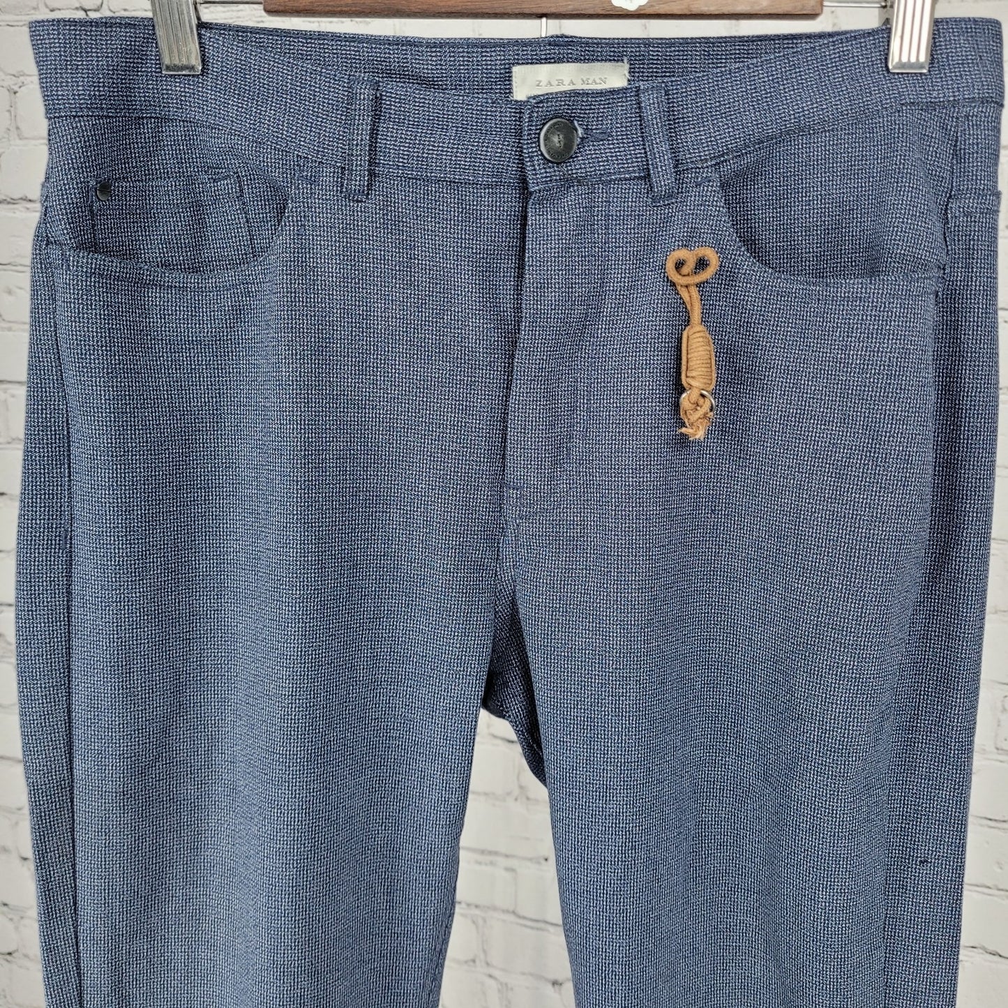 Zara Man Blue Slim Straight Leg Lightweight Stretch Charm Pants Size 31 (31x29)