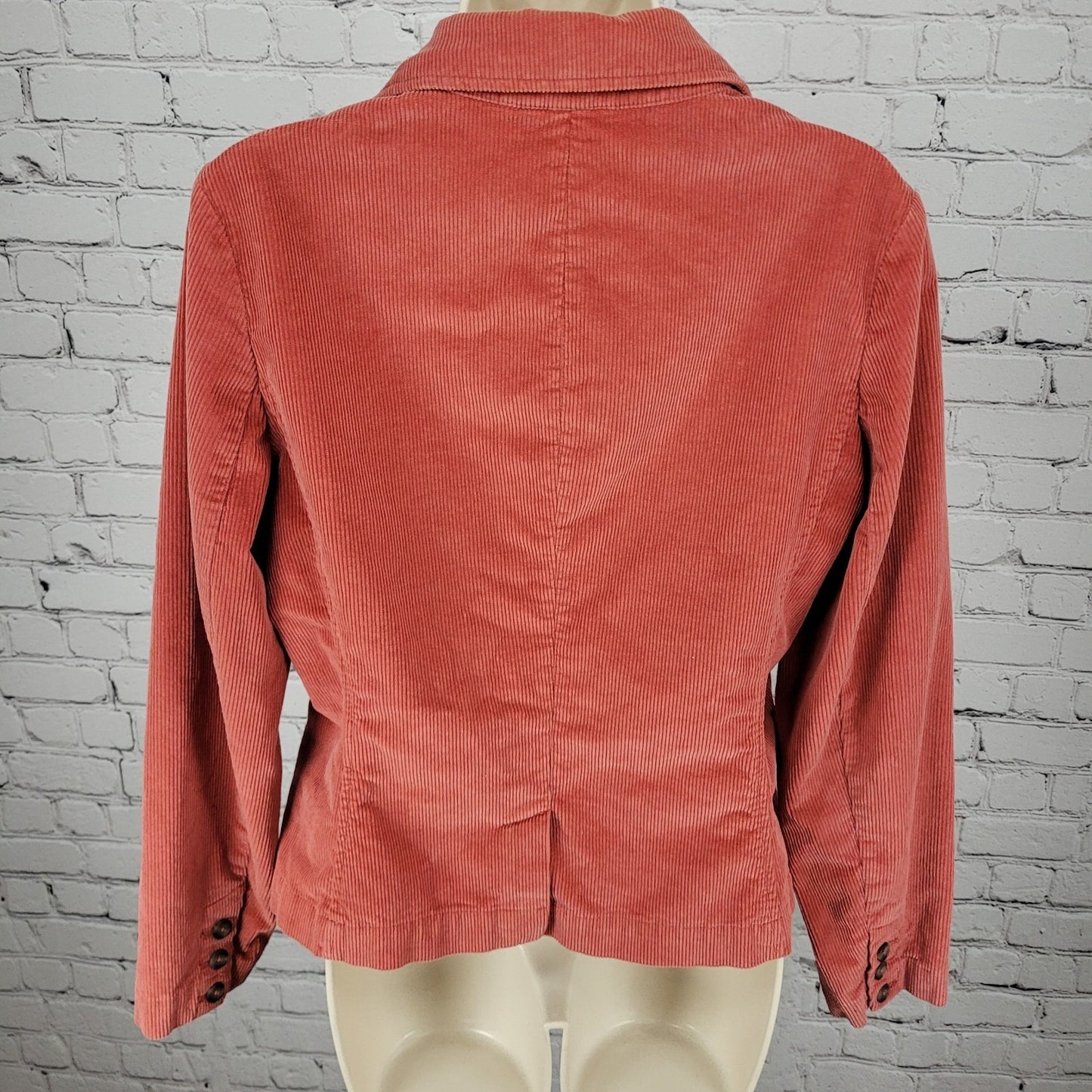 Talbots Orange 100% Cotton Corduroy Stretch Buttoned Unlined Jacket Size 10
