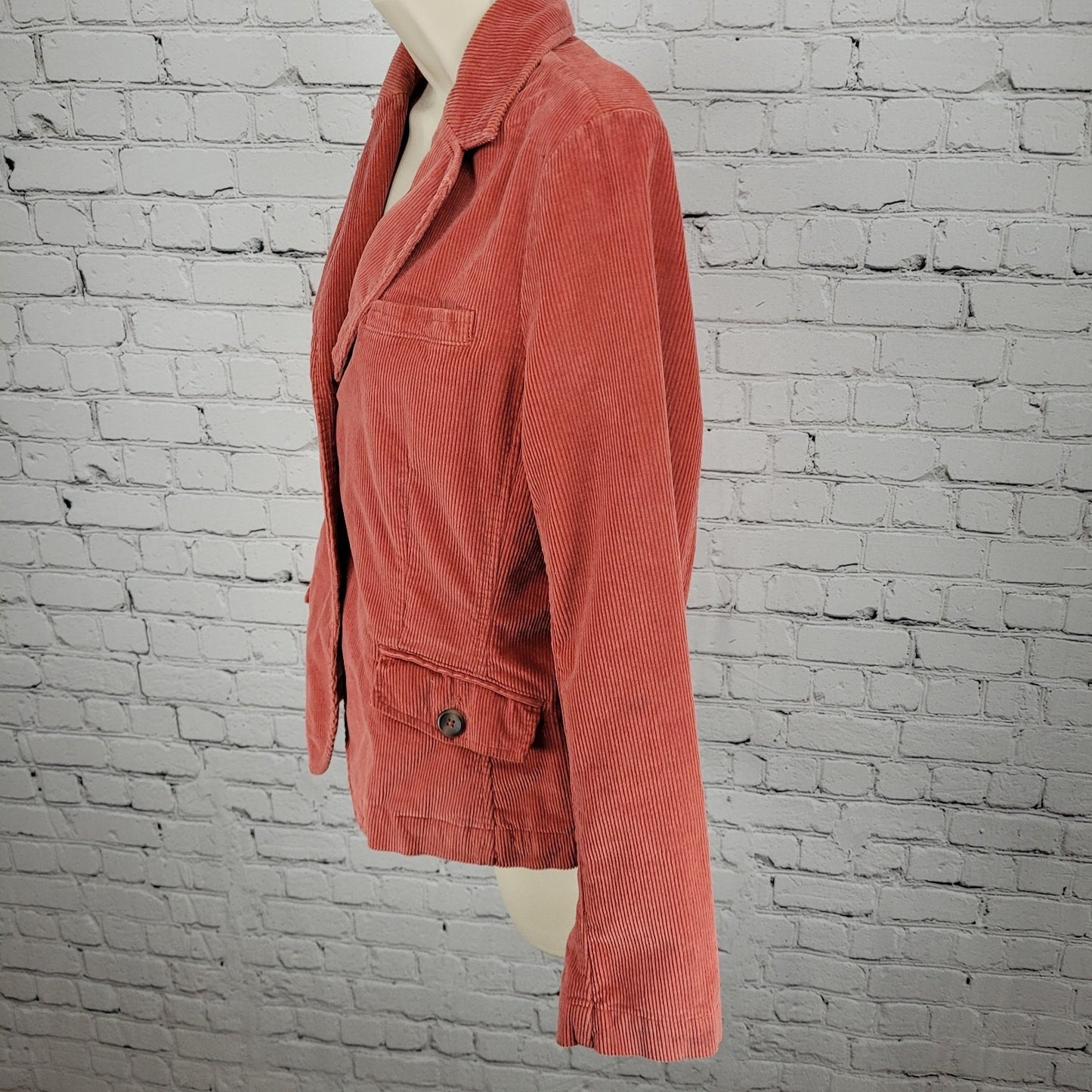 Talbots Orange 100% Cotton Corduroy Stretch Buttoned Unlined Jacket Size 10