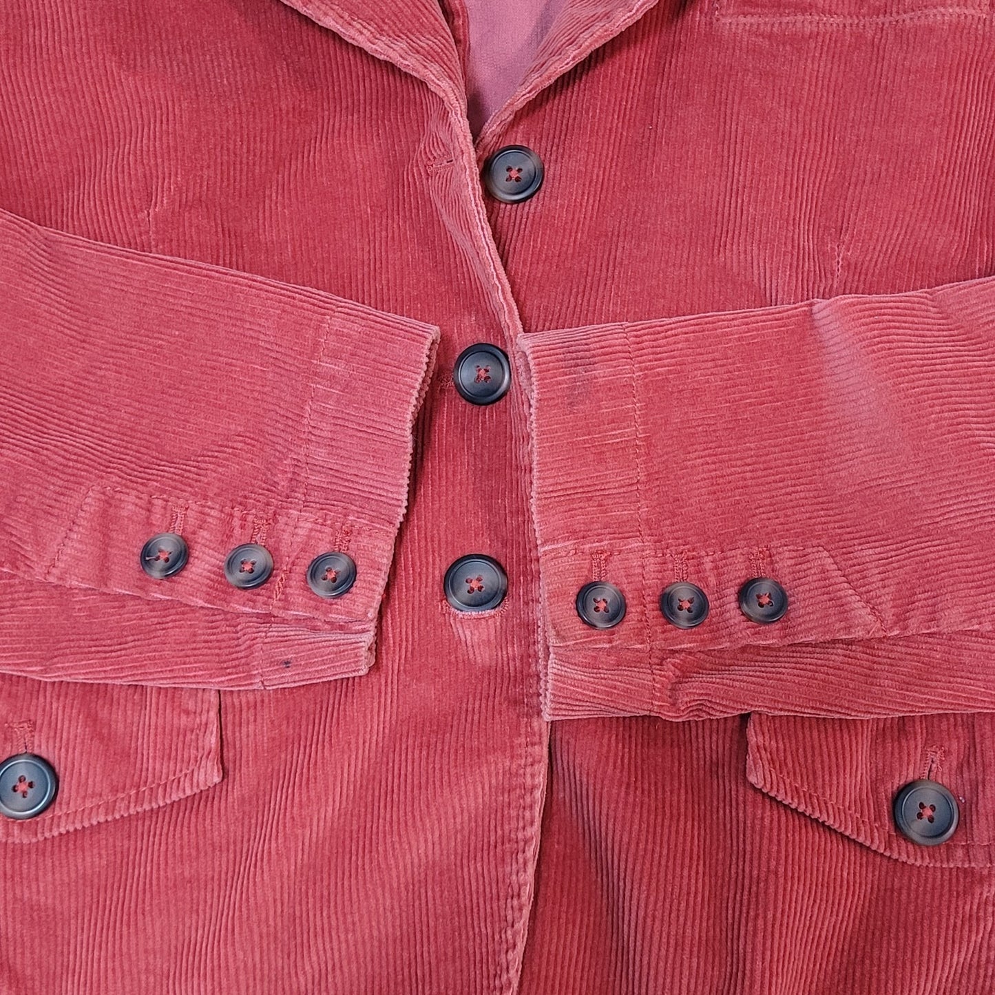 Talbots Orange 100% Cotton Corduroy Stretch Buttoned Unlined Jacket Size 10