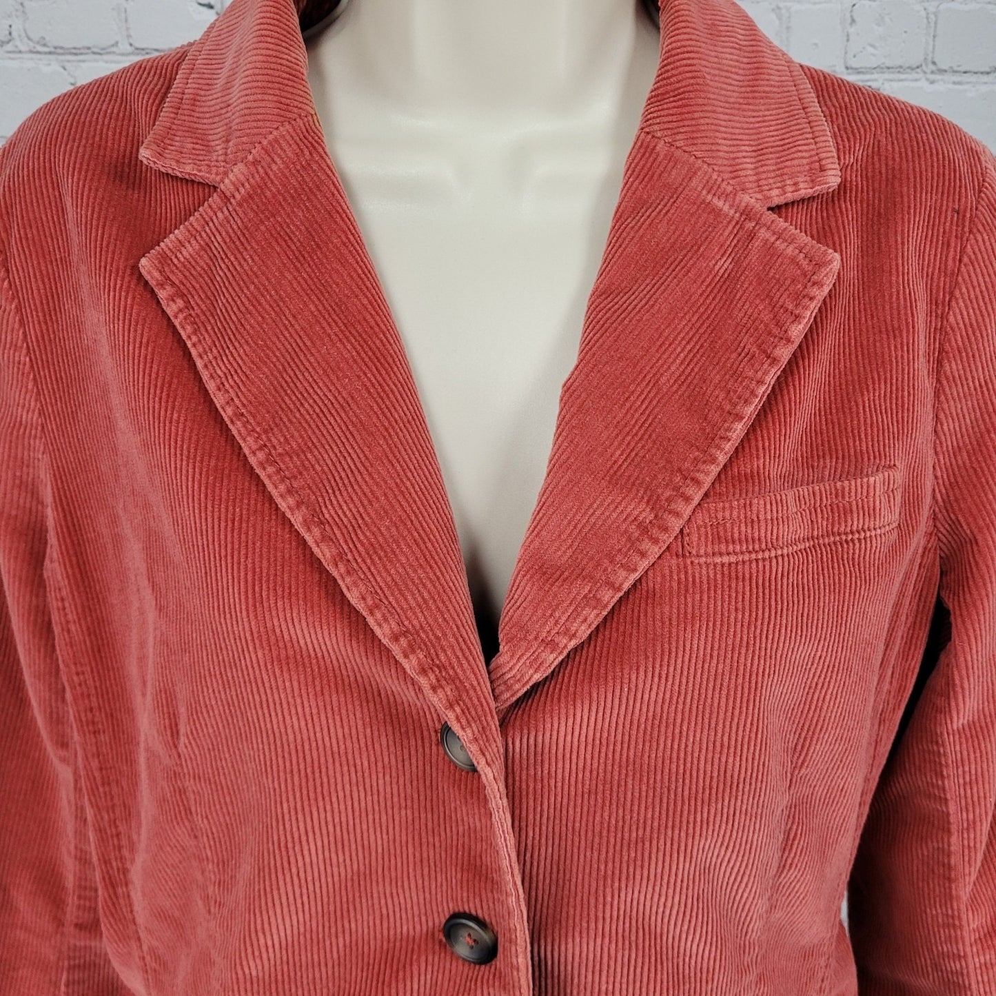 Talbots Orange 100% Cotton Corduroy Stretch Buttoned Unlined Jacket Size 10