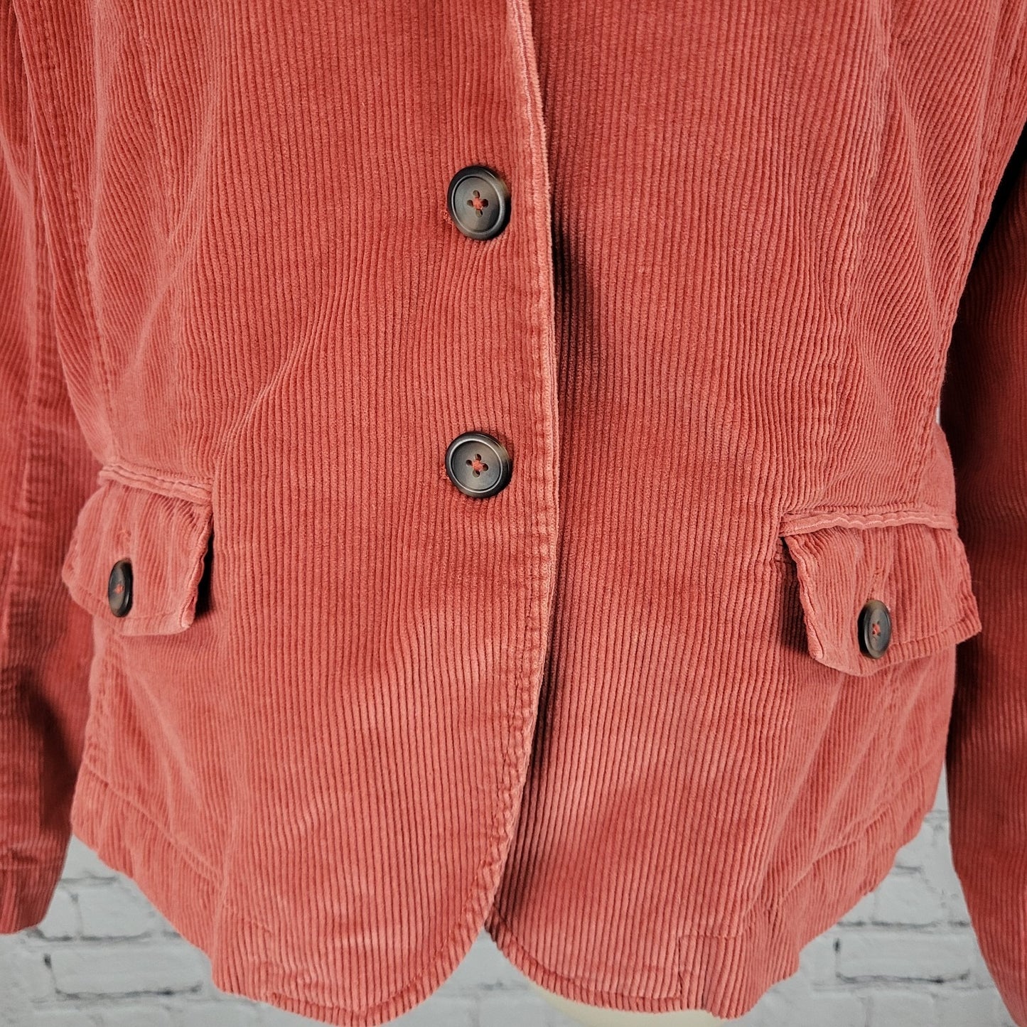 Talbots Orange 100% Cotton Corduroy Stretch Buttoned Unlined Jacket Size 10