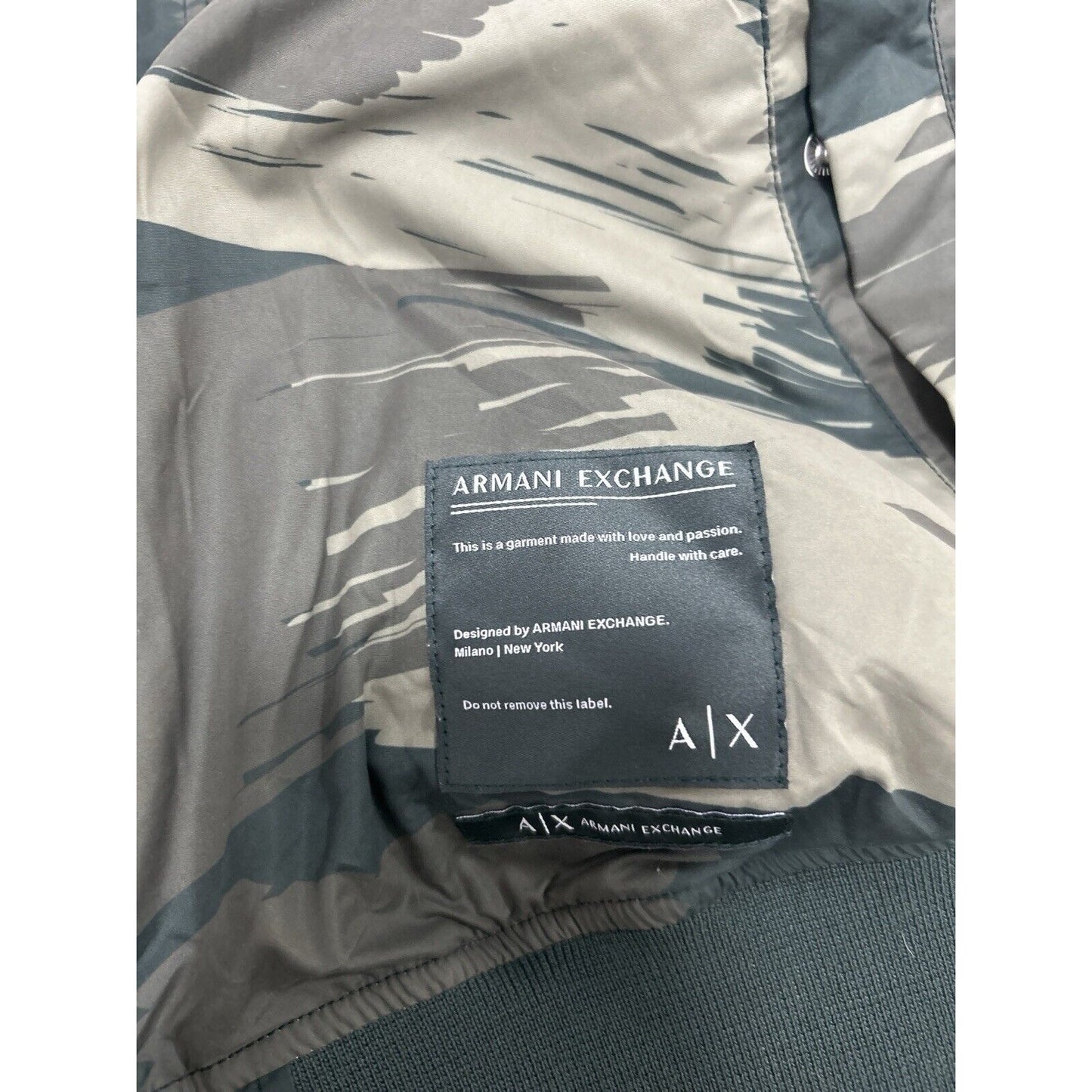 Armani Exchange Camo Reversible Adjustable Zip Windbreaker Jacket Size Medium M