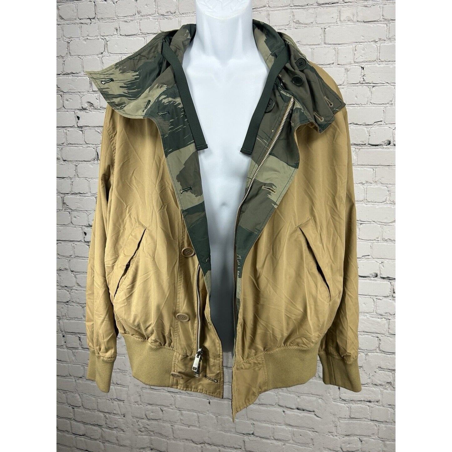 Armani Exchange Camo Reversible Adjustable Zip Windbreaker Jacket Size Medium M