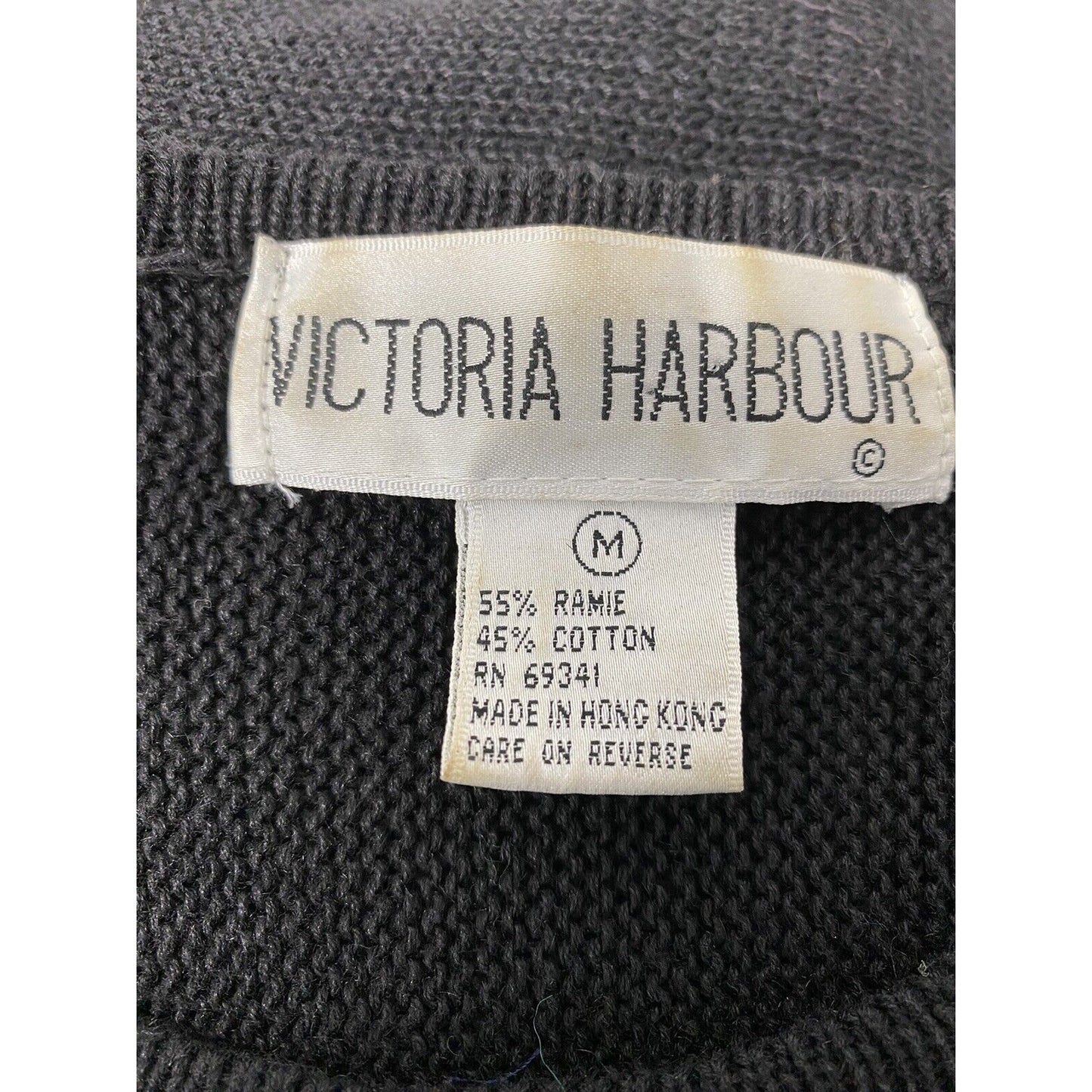 VTG Victoria Harbour Black Dolman Sleeve Black Gold Beaded Sequined Sweater M