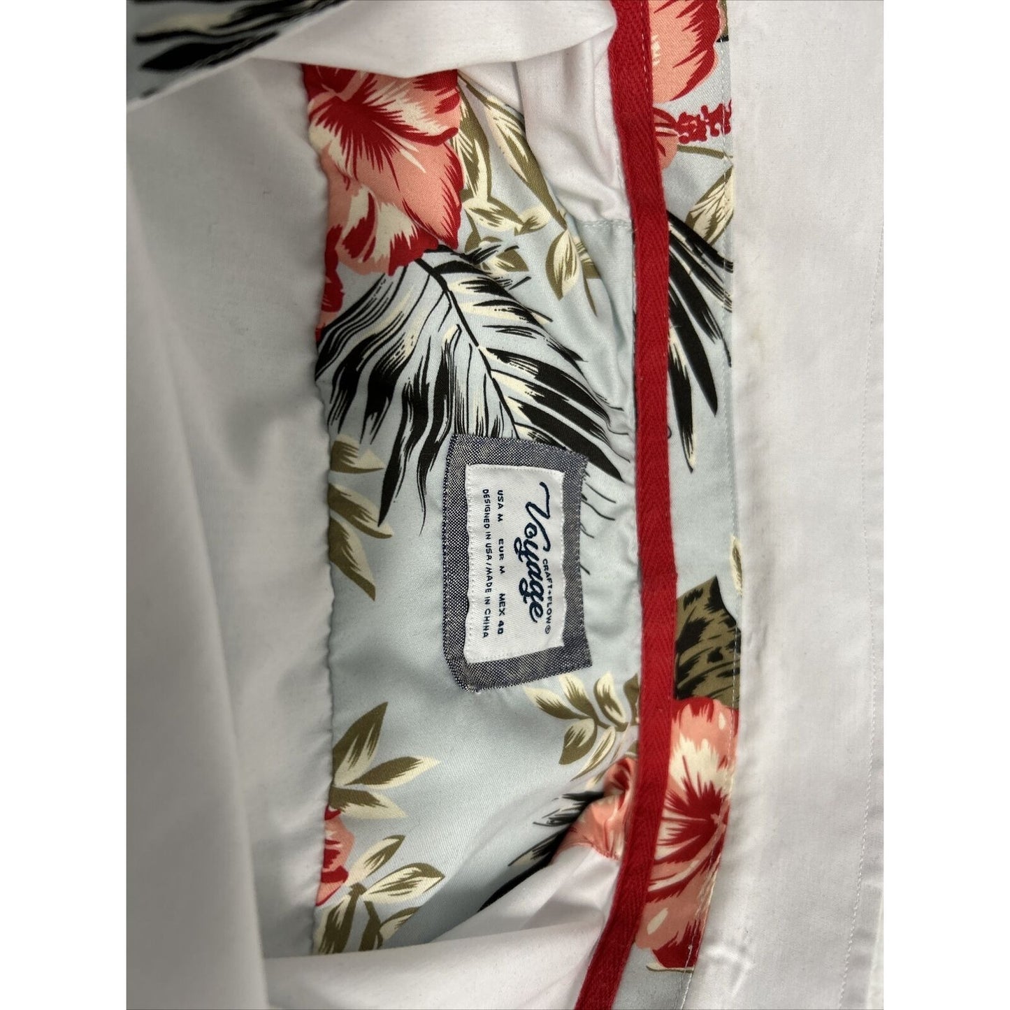 Craft + Flow Voyage White Hawaiian Tropical Button Up Short Sleeve Shirt Men’s M