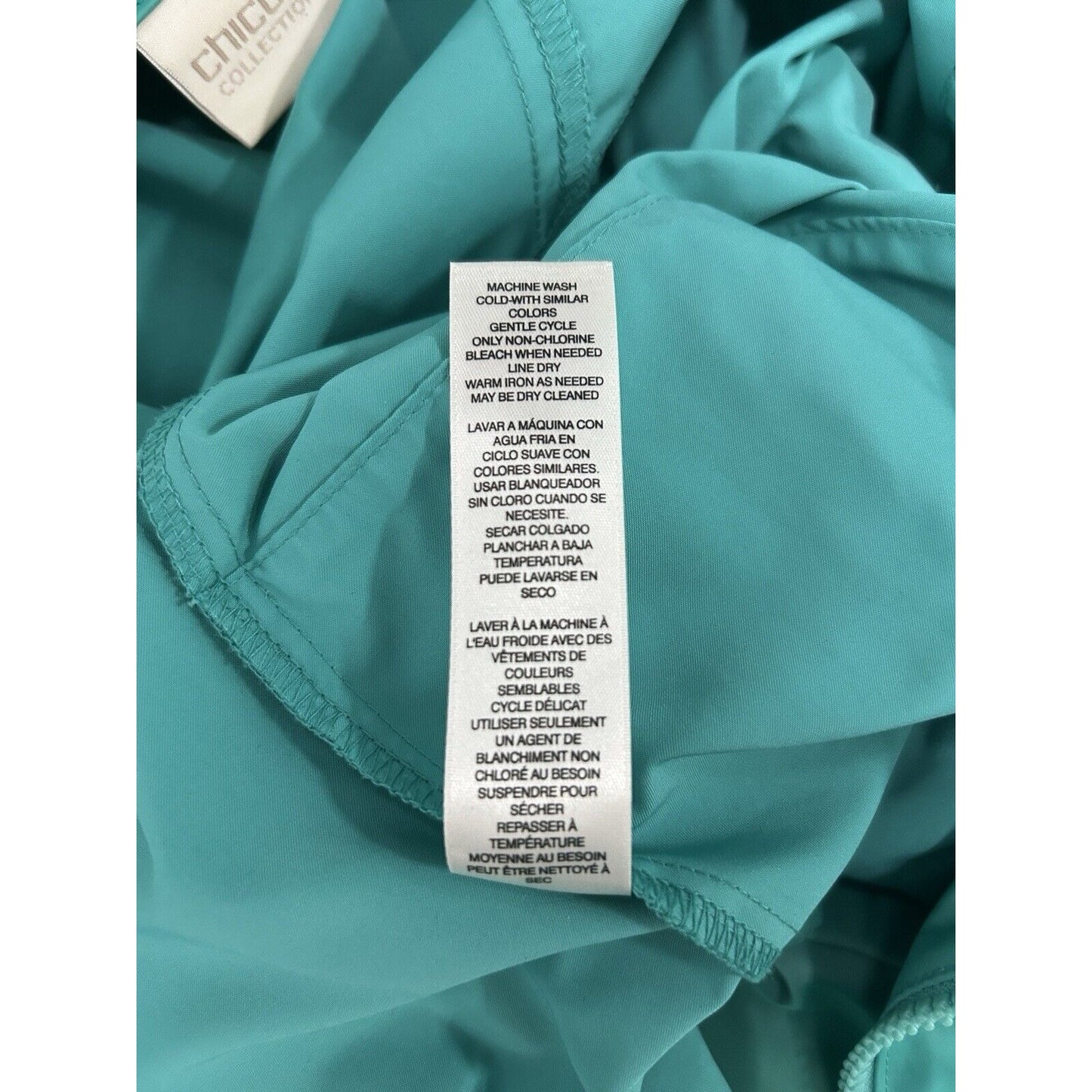Chicos Collection Bright Green Full Zip High Neck Windbreaker Jacket Size Small