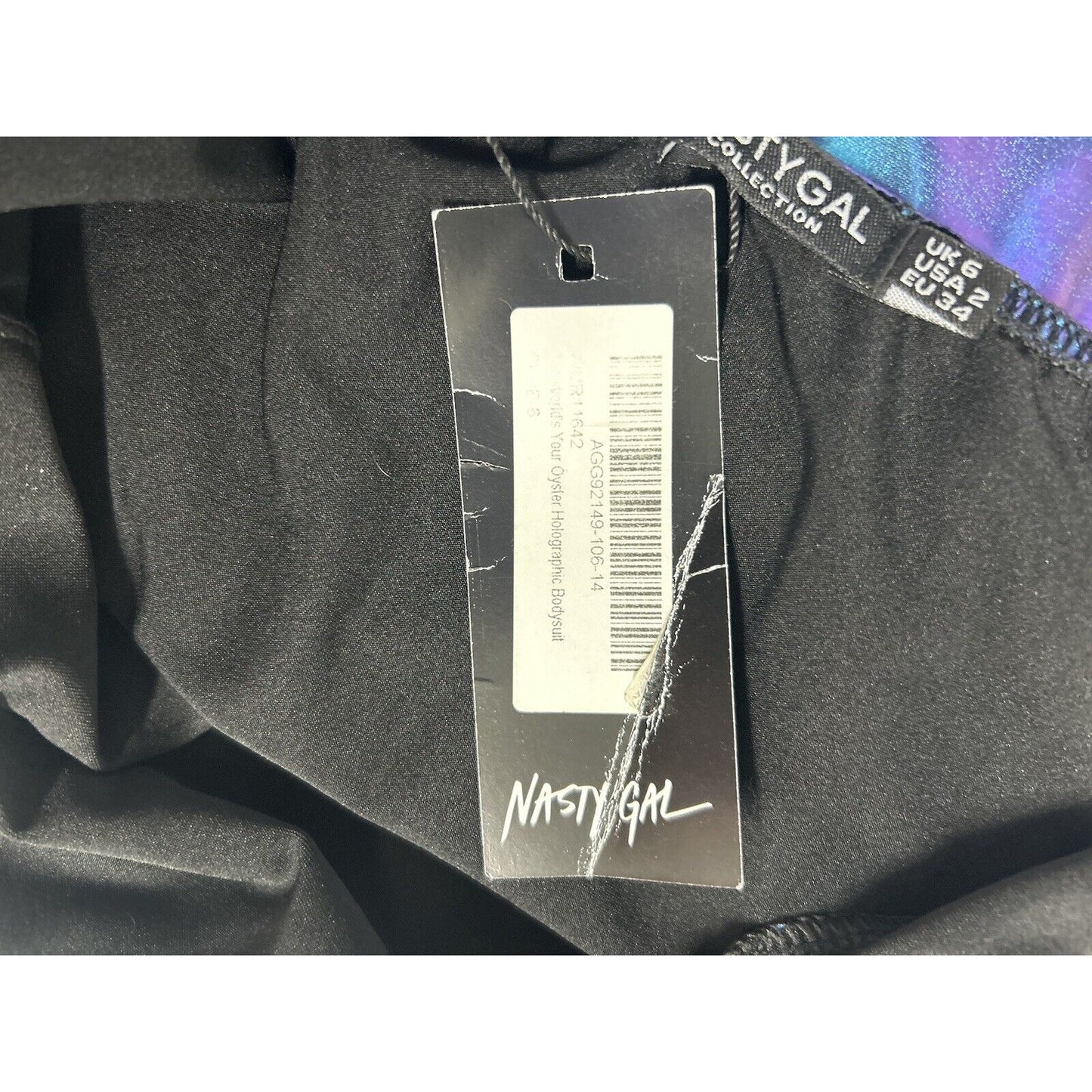 NWT Nasty Gal iridescent Purple Blue Spaghetti Strap One Piece Bodysuit Size 2