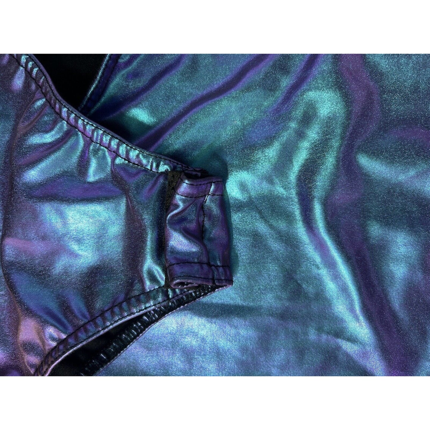 NWT Nasty Gal iridescent Purple Blue Spaghetti Strap One Piece Bodysuit Size 2