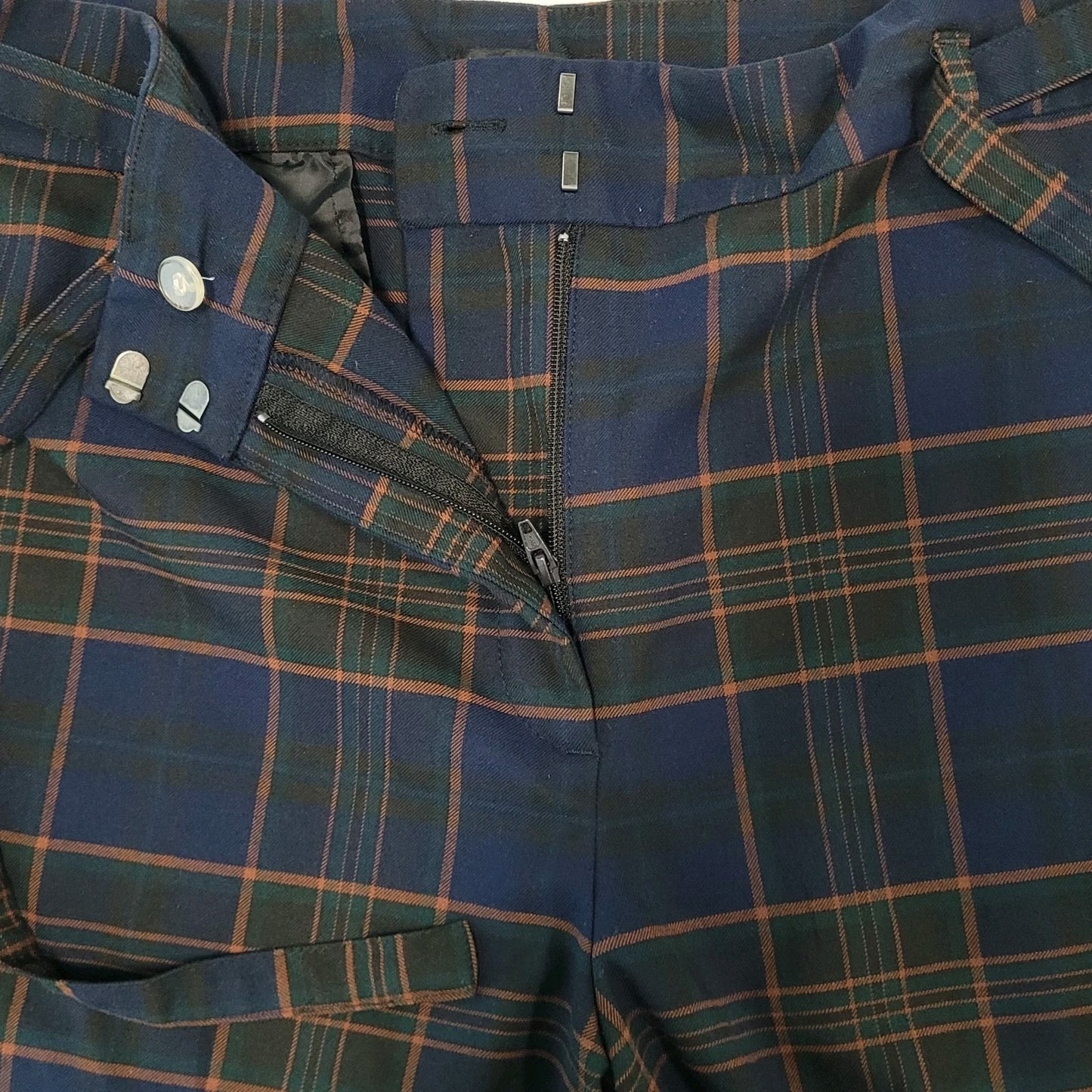 Ann Taylor Factory Blue Plaid High Rise Wide Leg Crop Pants Size 14P (33x23)