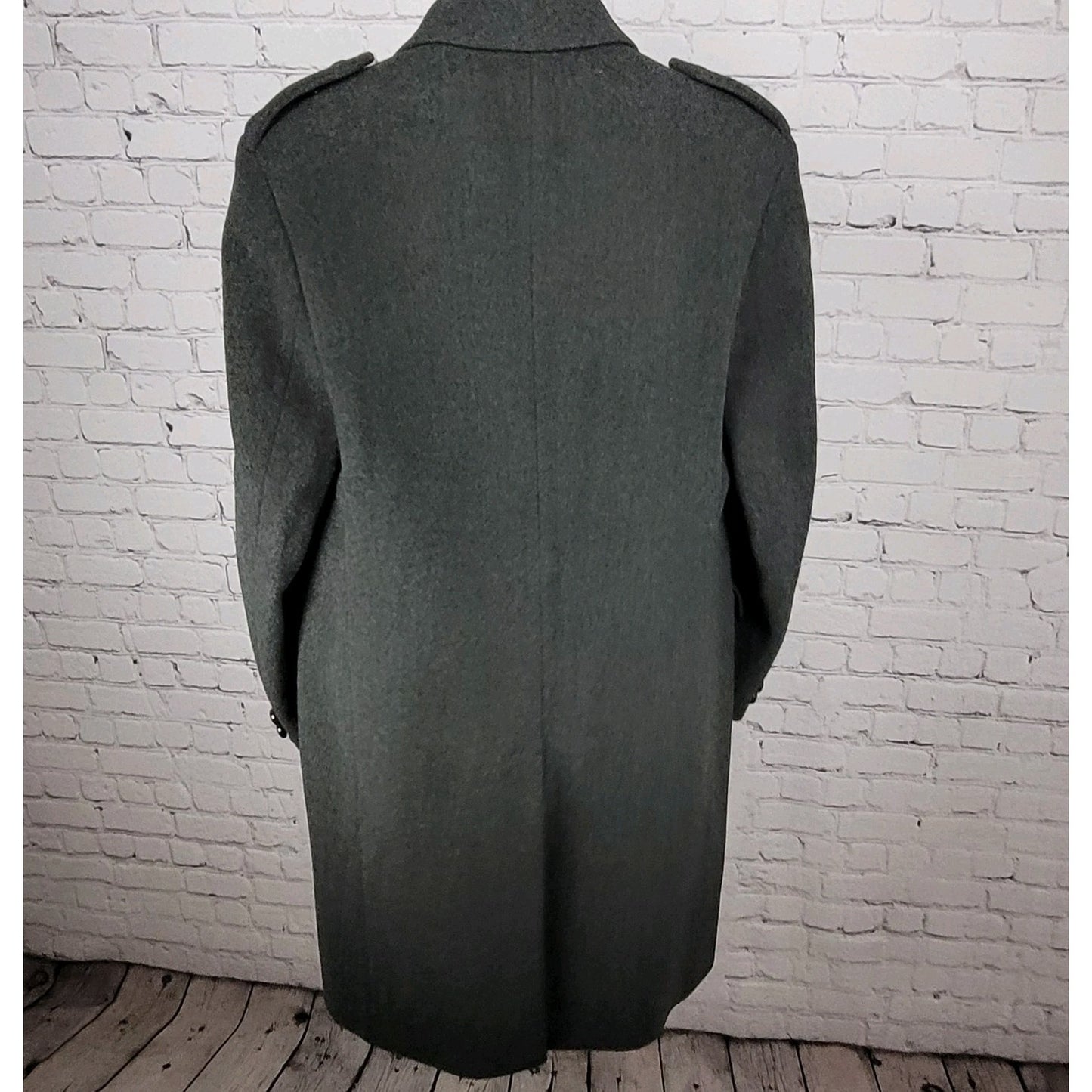 SYMS Grey Pure 100% Wool Heavyweight Long Pea Coat England Made Size Medium M
