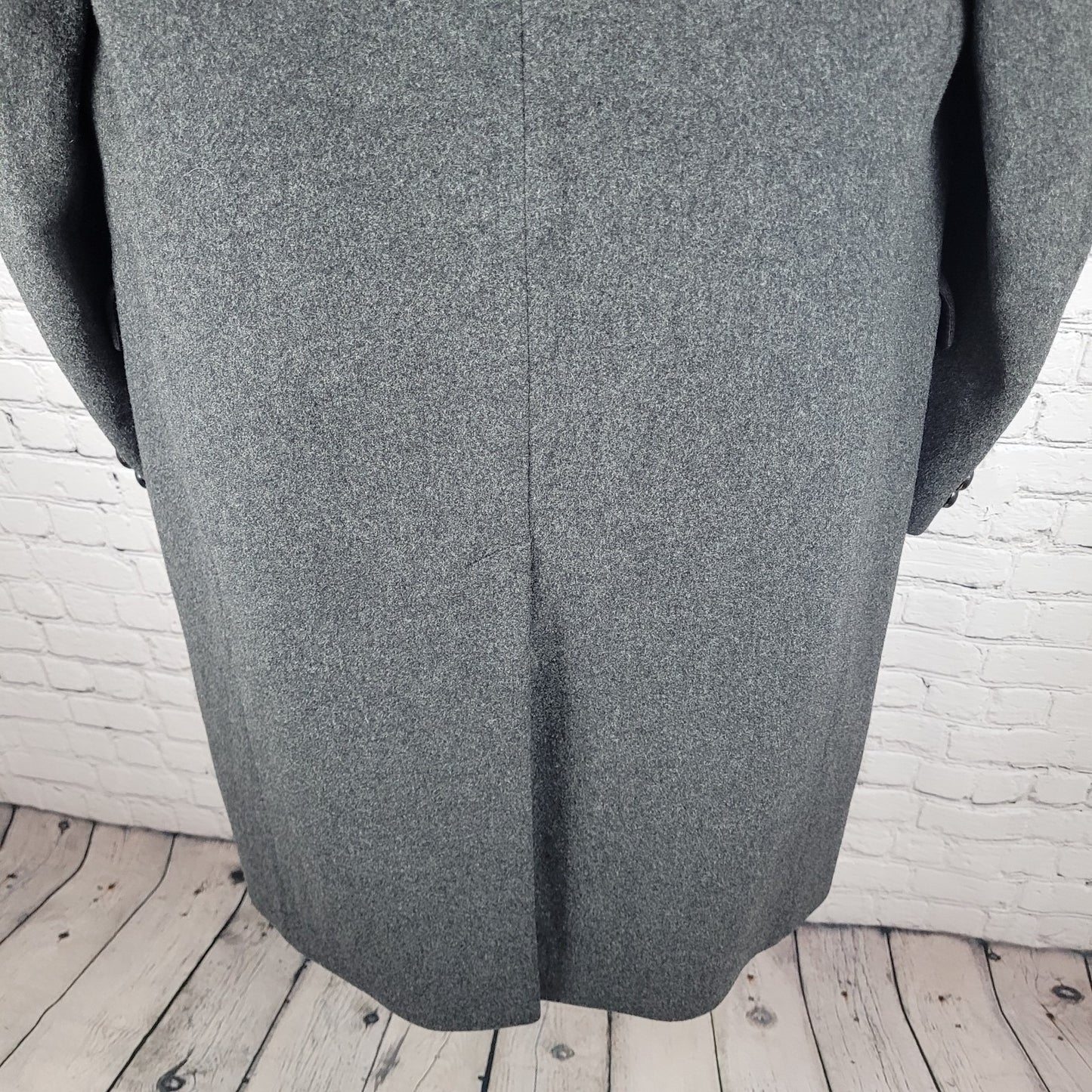 SYMS Grey Pure 100% Wool Heavyweight Long Pea Coat England Made Size Medium M