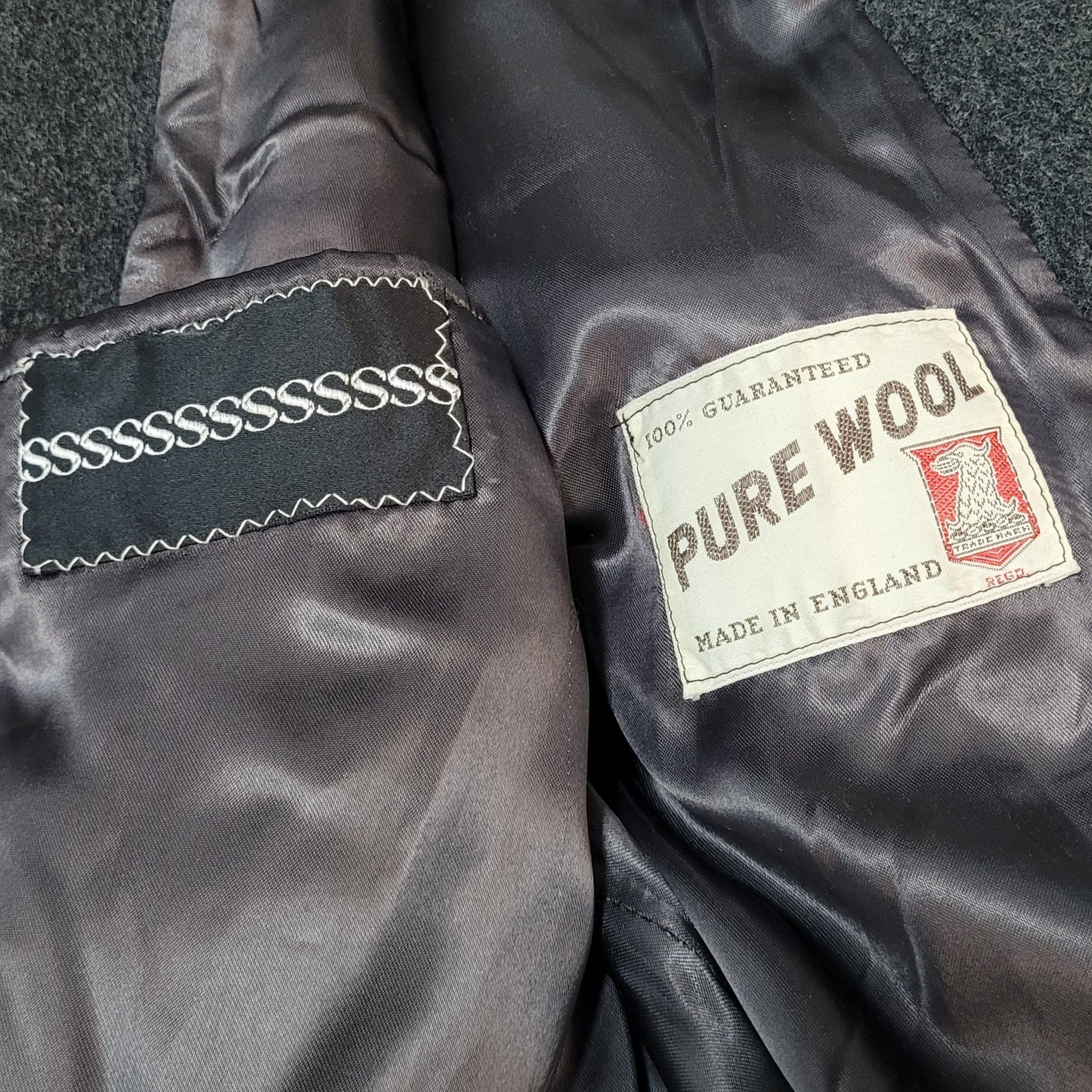 SYMS Grey Pure 100% Wool Heavyweight Long Pea Coat England Made Size Medium M