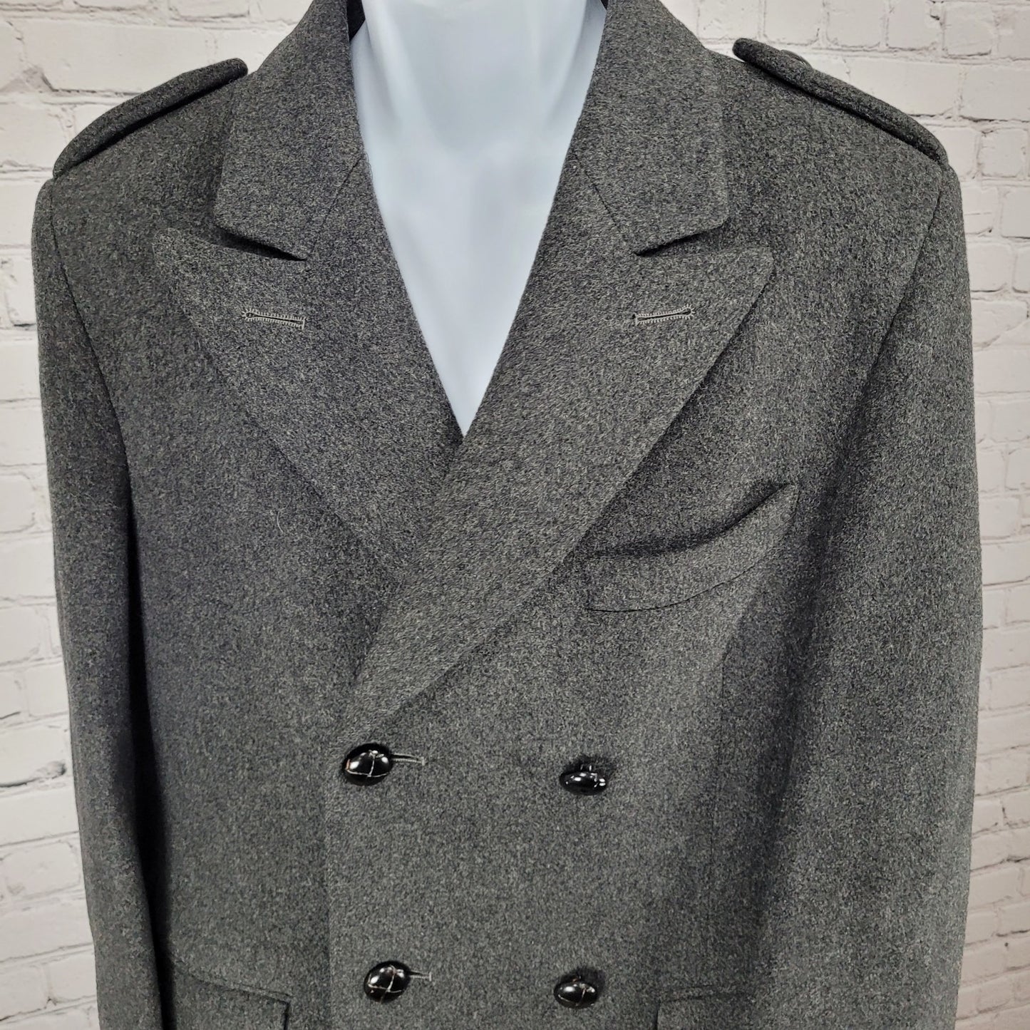 SYMS Grey Pure 100% Wool Heavyweight Long Pea Coat England Made Size Medium M