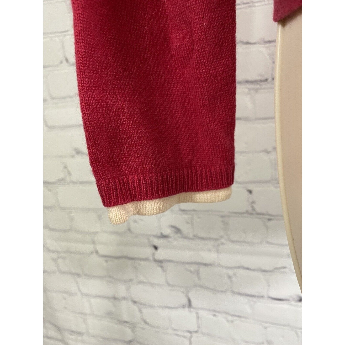 Peck & Peck Pure Cashmere Hot Pink Tan Faux Layered Pullover Knit Sweater S