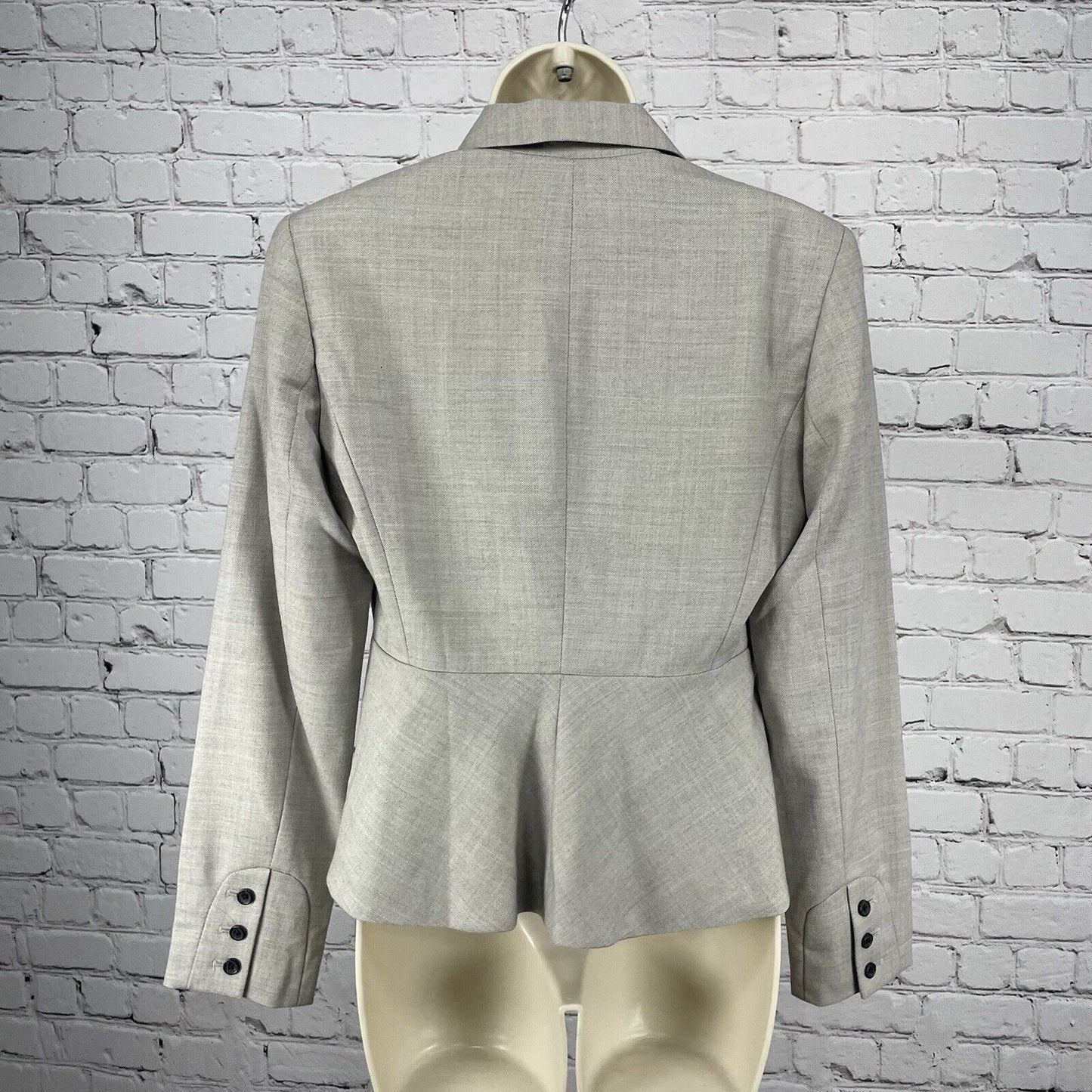 NWT Banana Republic Grey Wool Blend Herringbone 1 Button Peak Blazer Size 4
