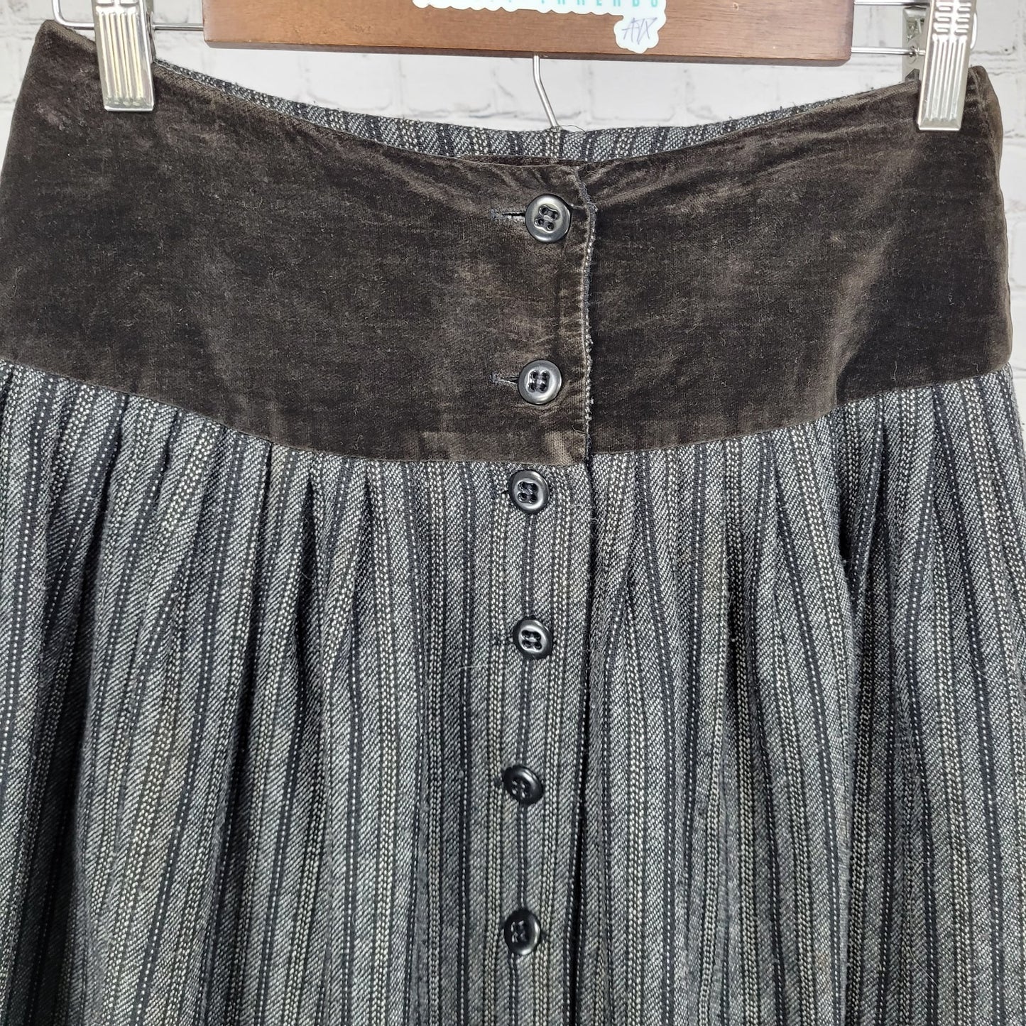 VTG New Expressions Bobbie Brooks Wool Blend Velvet Accents Midi Skirt USA 9/10