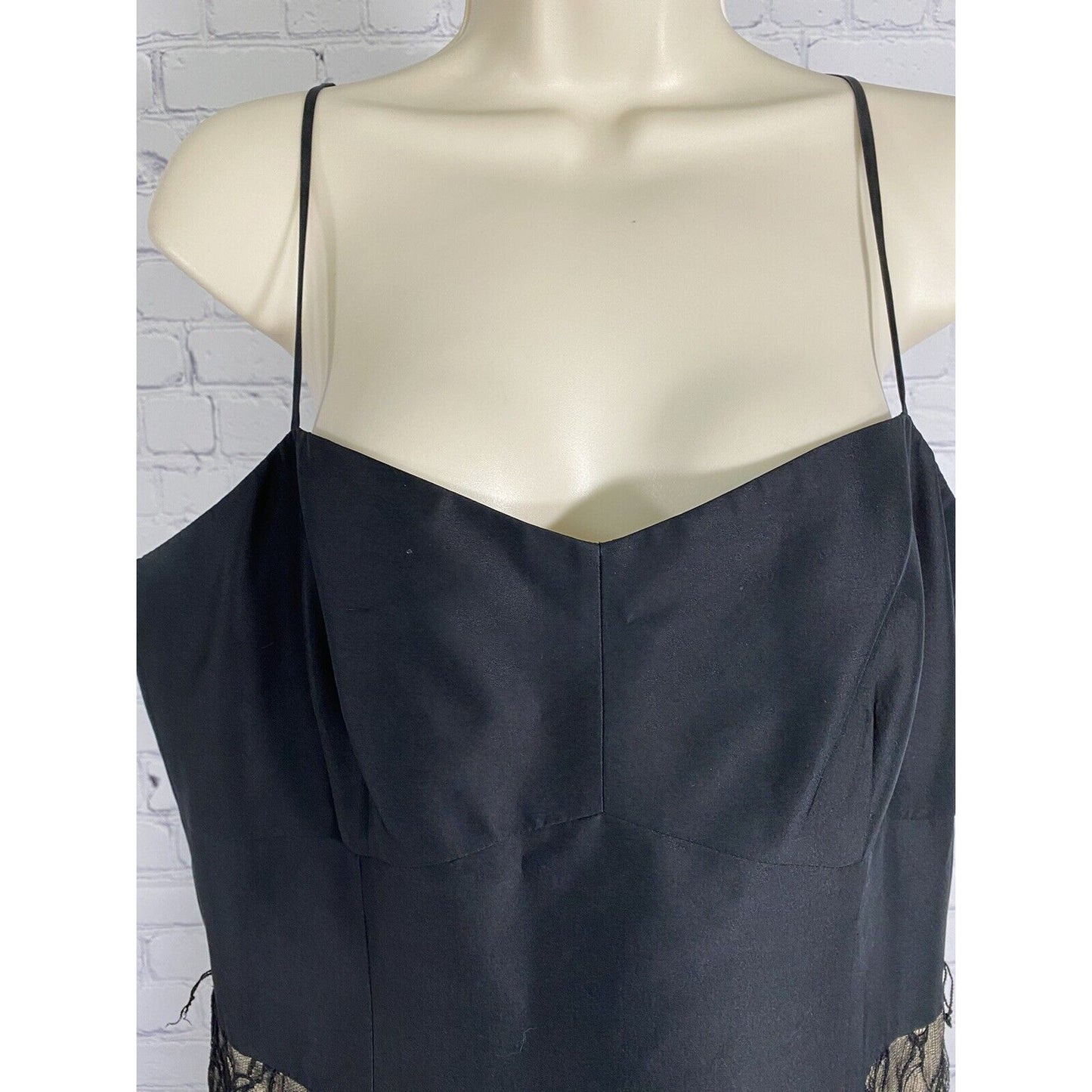 Ann Taylor 100% Silk Lacey Floral Spaghetti Strap Lined Side Sip Dress 14