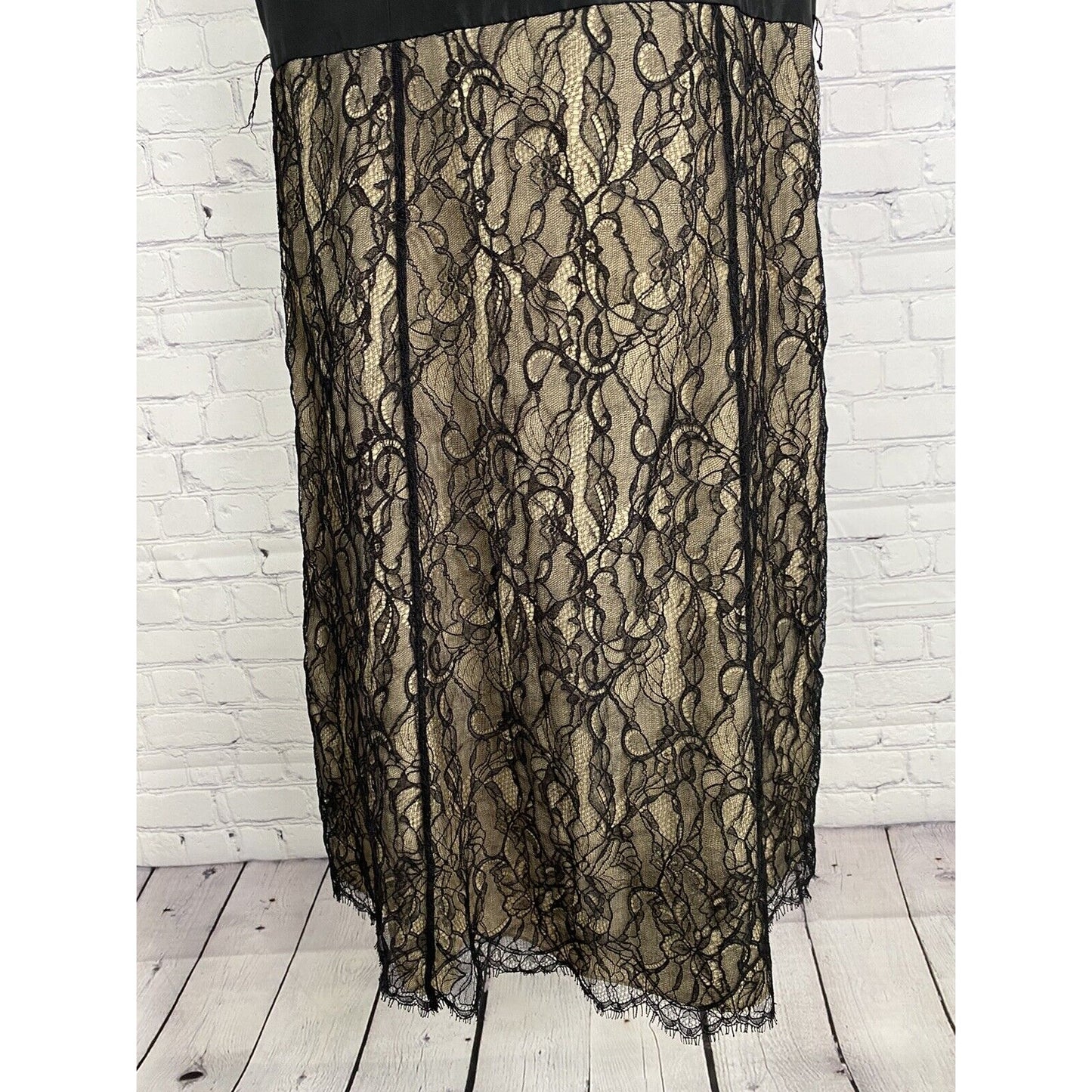 Ann Taylor 100% Silk Lacey Floral Spaghetti Strap Lined Side Sip Dress 14