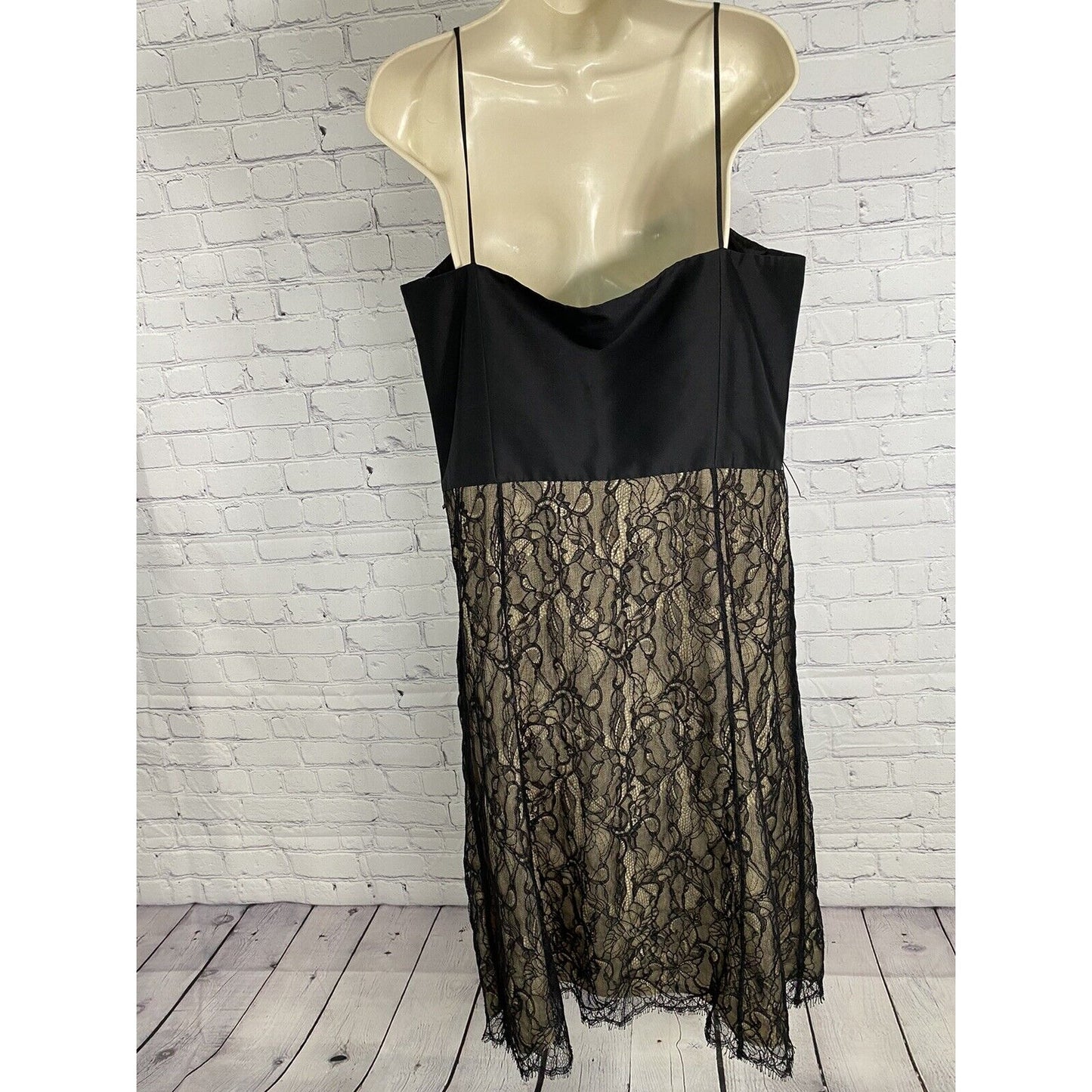 Ann Taylor 100% Silk Lacey Floral Spaghetti Strap Lined Side Sip Dress 14