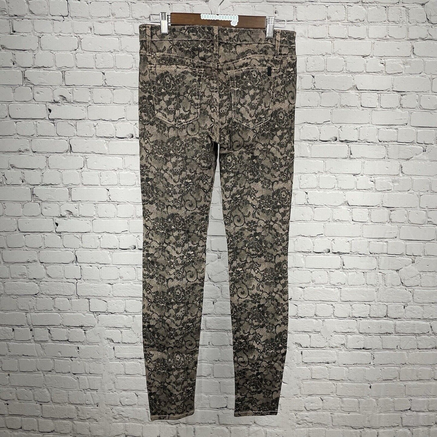 Joe’s Jeans Black Nude Lace Print Skinny Mid Rise Pants USA Made Size 28 (28x32)