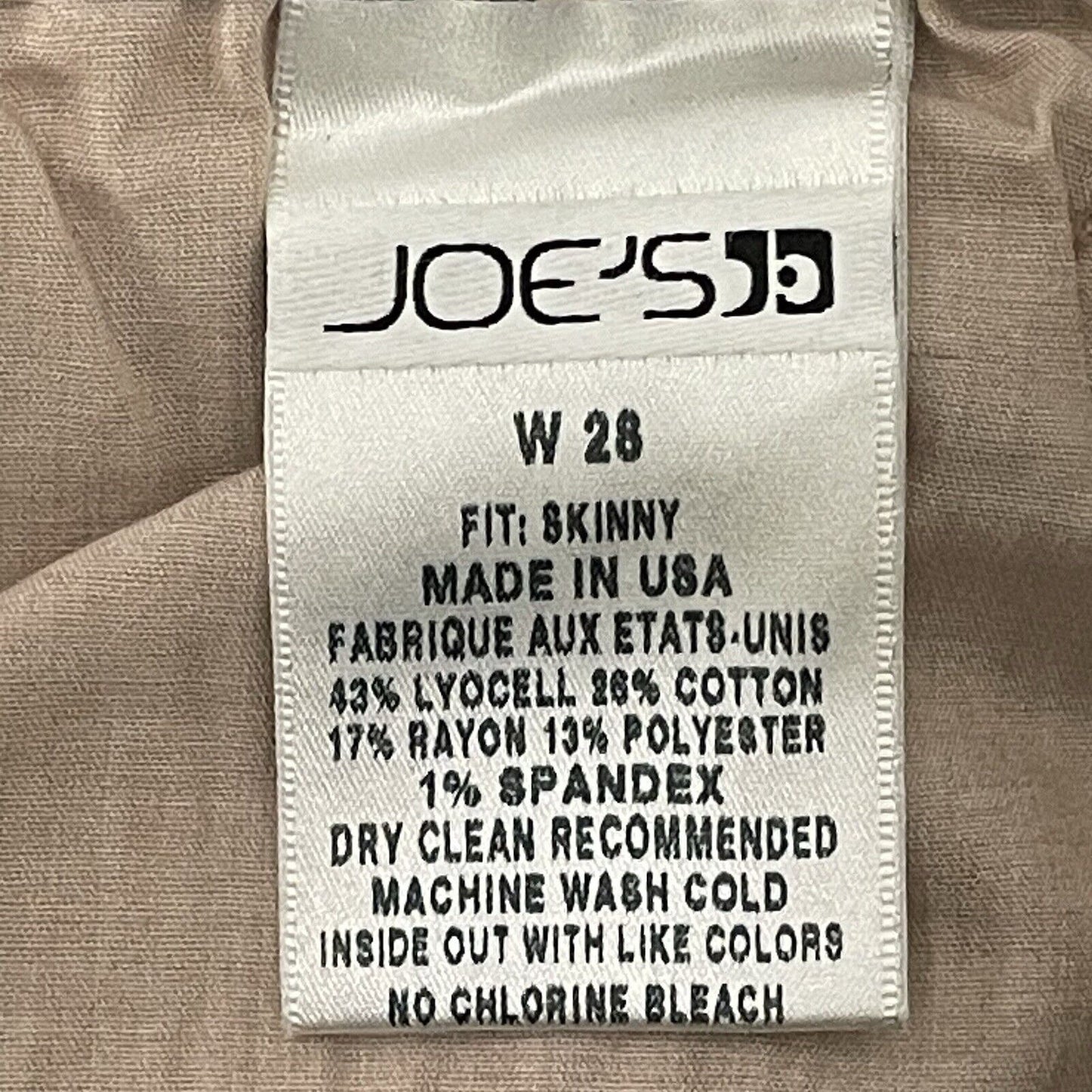 Joe’s Jeans Black Nude Lace Print Skinny Mid Rise Pants USA Made Size 28 (28x32)