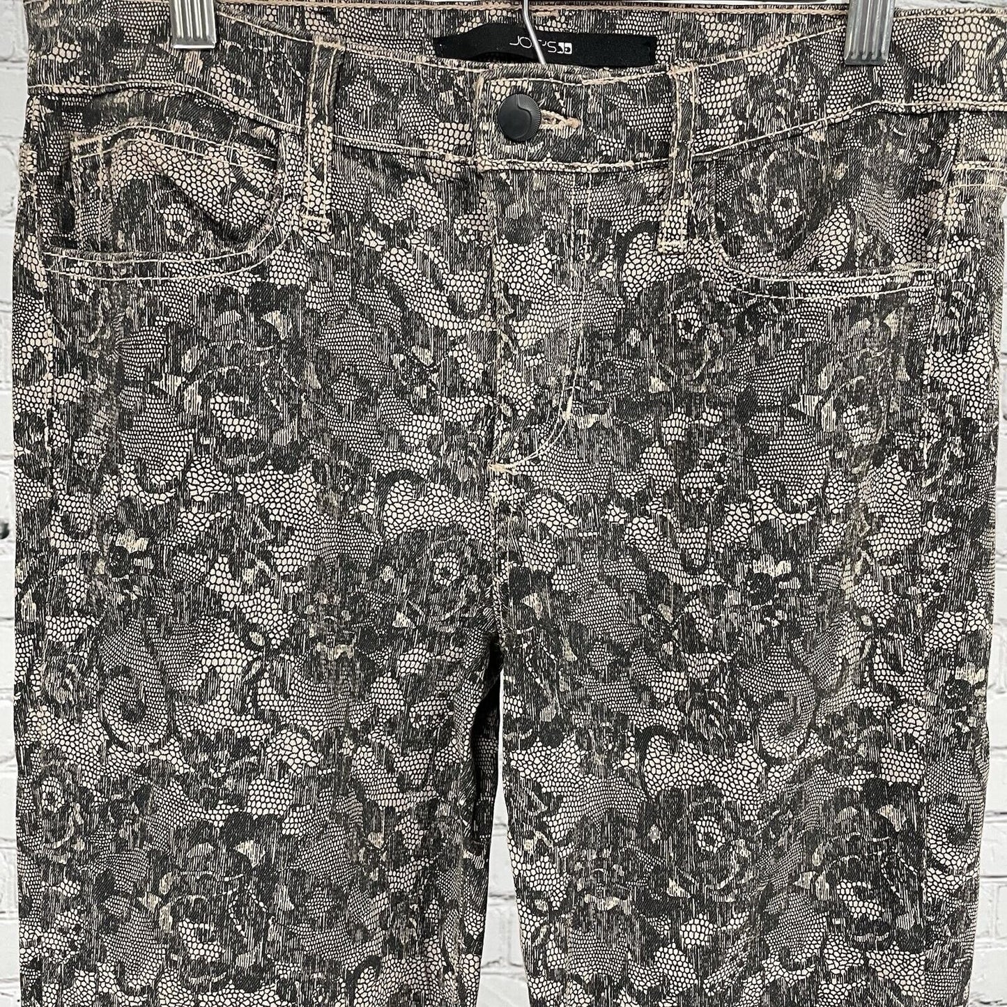 Joe’s Jeans Black Nude Lace Print Skinny Mid Rise Pants USA Made Size 28 (28x32)