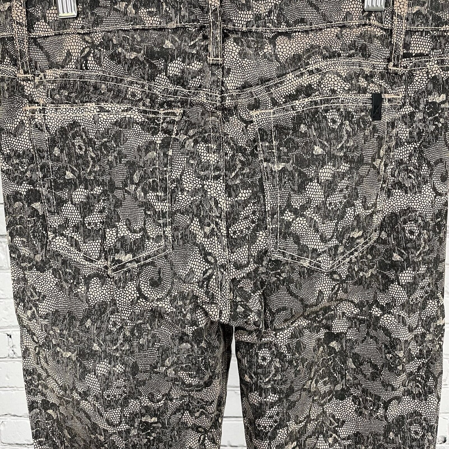 Joe’s Jeans Black Nude Lace Print Skinny Mid Rise Pants USA Made Size 28 (28x32)