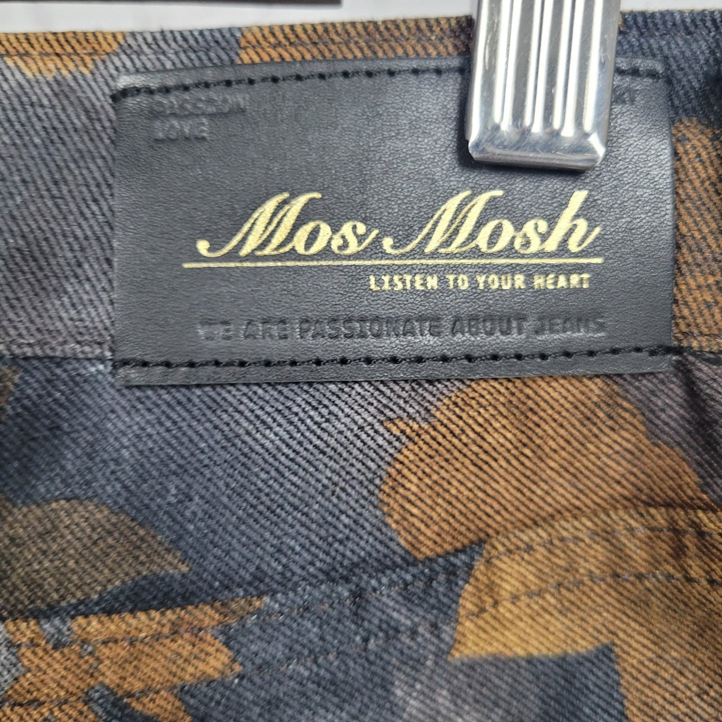 Mos Mosh Blue Gold Floral Mid Rise Zip Ankle Stretch Skinny Jeans 28 (28x28)