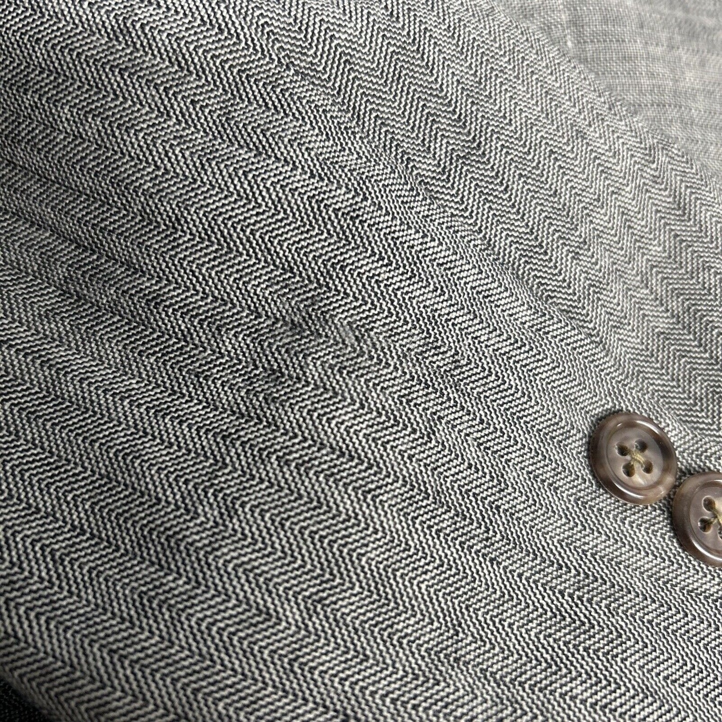VTG Alan Lebow Black White Herringbone Worsted Wool Aragon Jacket Blazer 42R