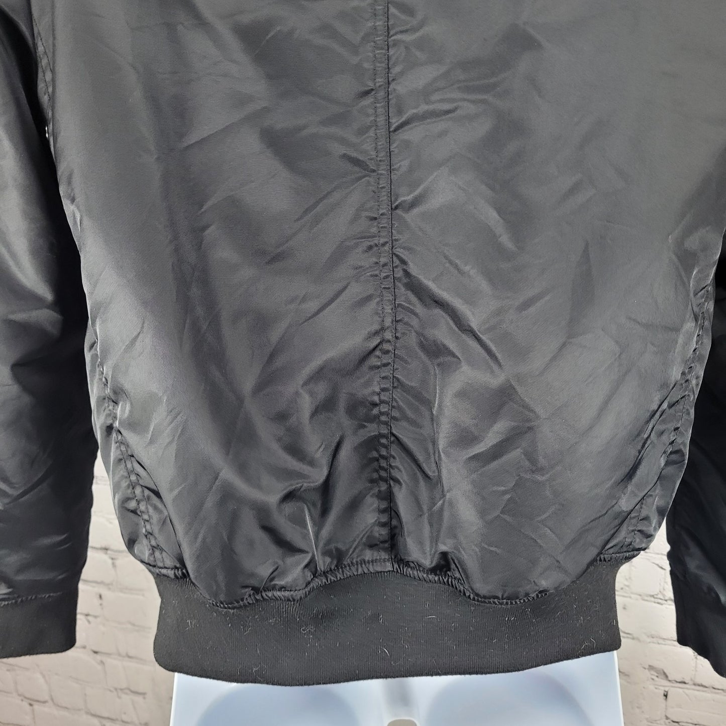 August Mcgregor Black Nylon Full Zip Inner Pocket Bomber Jacket Size Small S