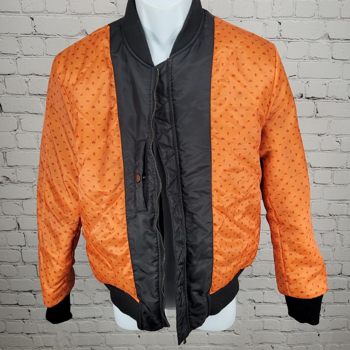 August Mcgregor Black Nylon Full Zip Inner Pocket Bomber Jacket Size Small S