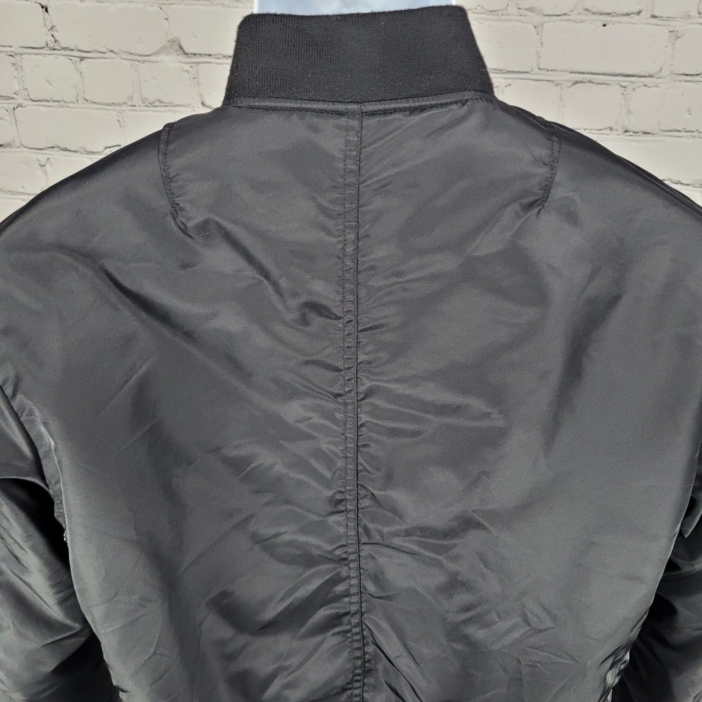 August Mcgregor Black Nylon Full Zip Inner Pocket Bomber Jacket Size Small S