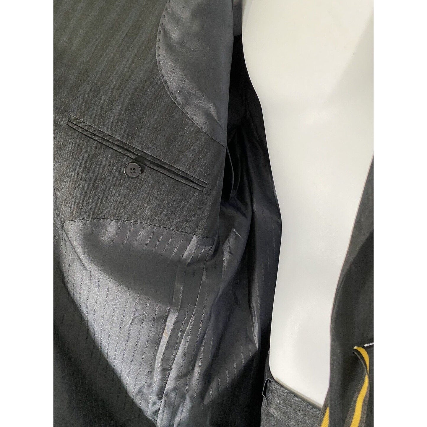 NWT Falcone Superlative 150s Blue Black Striped Pant Suit 42L 35W