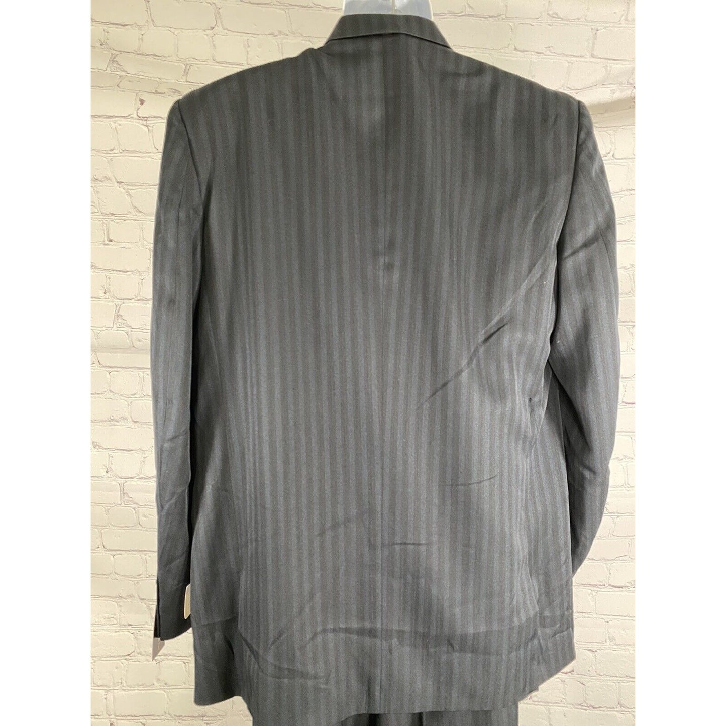 NWT Falcone Superlative 150s Blue Black Striped Pant Suit 42L 35W