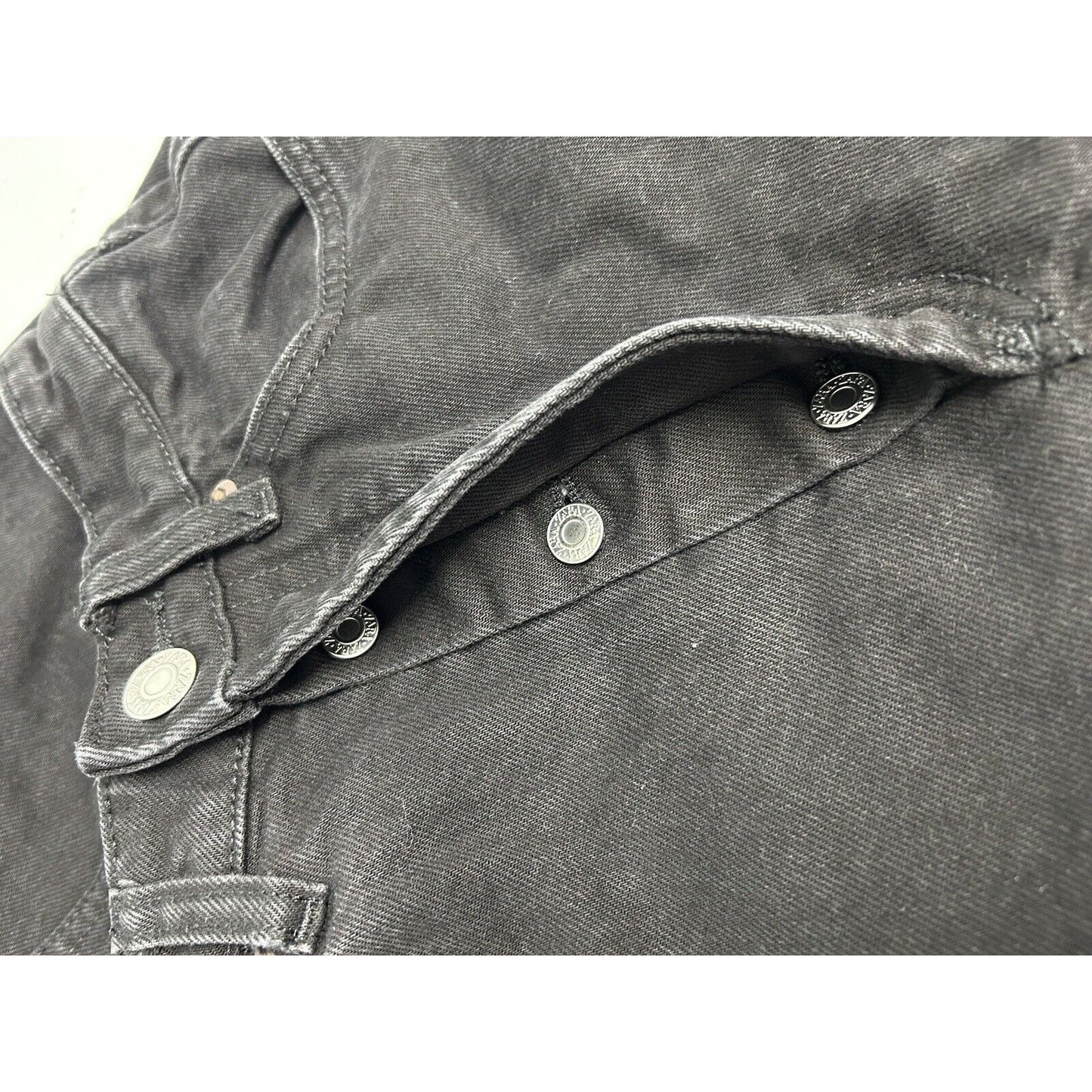 Zara Womens Black Button Fly Straight Leg 100% Cotton High Rise Jeans 0 (22x26)