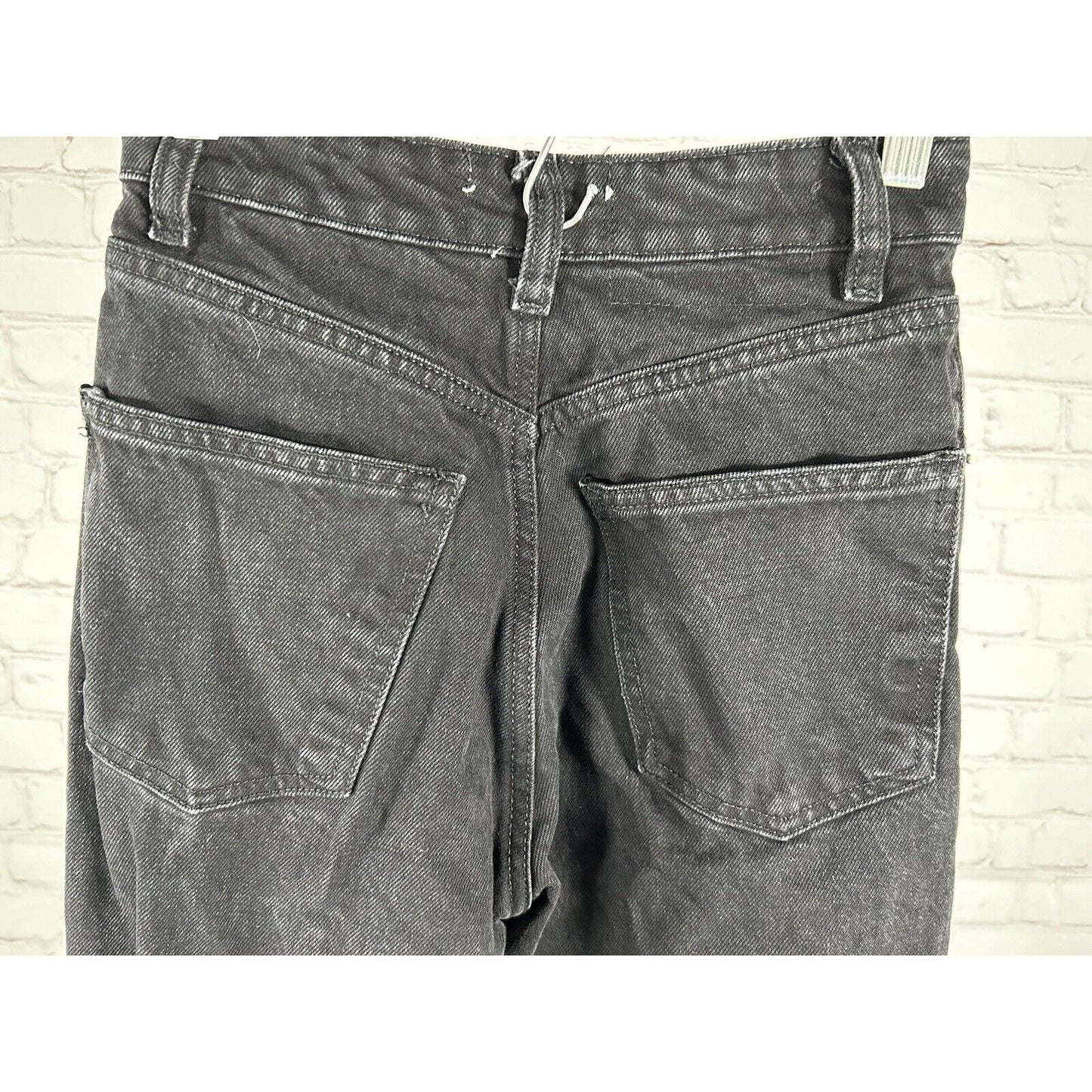 Zara Womens Black Button Fly Straight Leg 100% Cotton High Rise Jeans 0 (22x26)