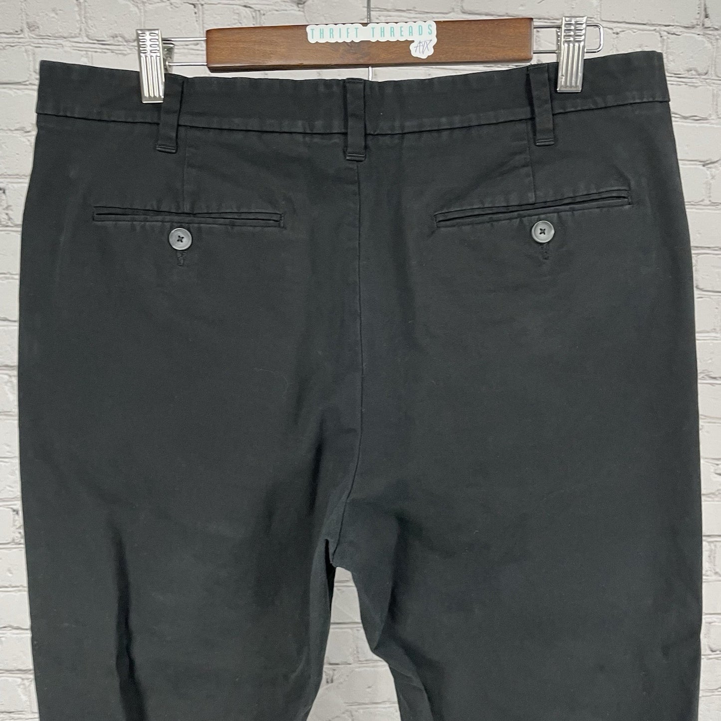 Marks & Spencer Black Regular Fit Straight Leg Chino Pants Stretch Size 36x31