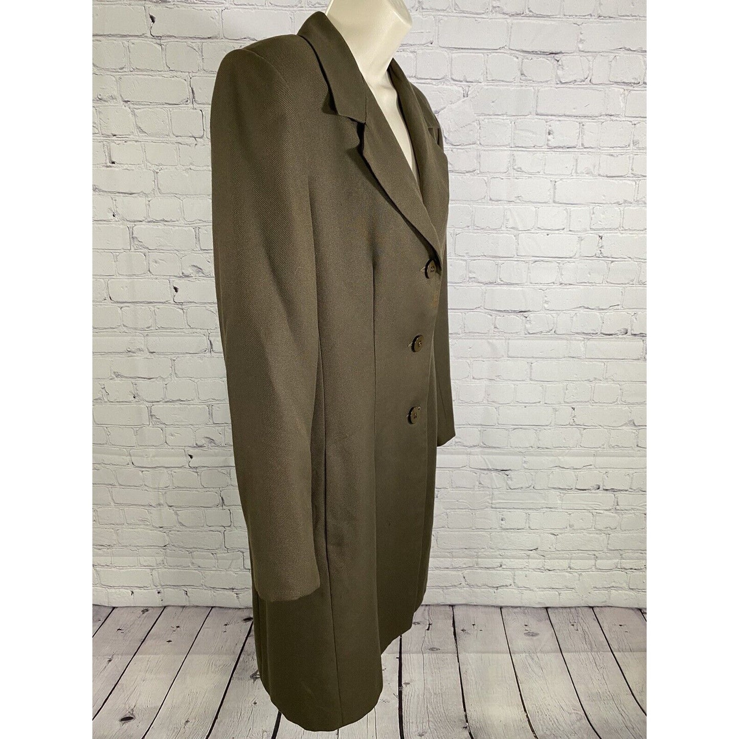 VTG Chad Stevens Ltd Long Forrest Green 3 Button Coat Jacket Lined Womens 8