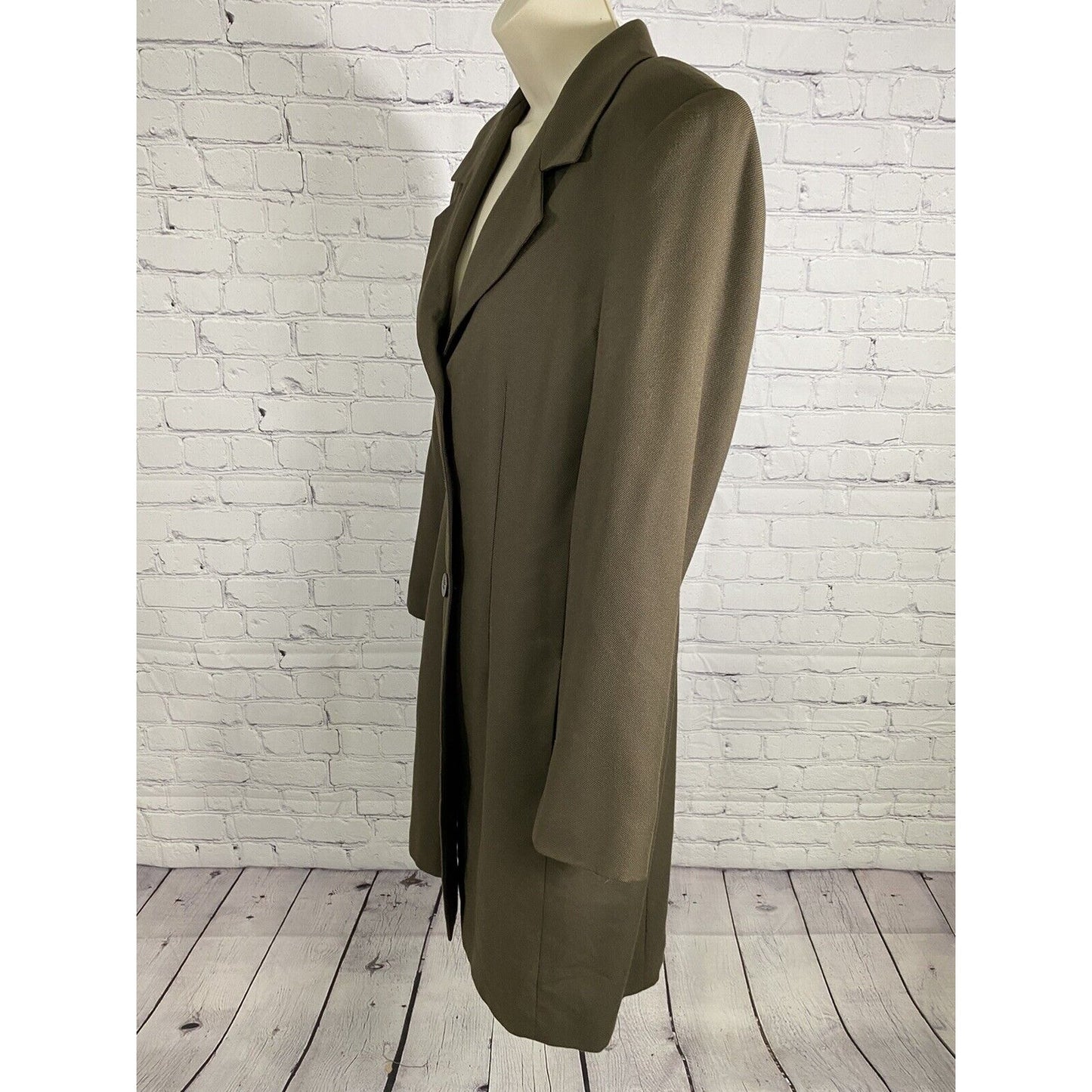 VTG Chad Stevens Ltd Long Forrest Green 3 Button Coat Jacket Lined Womens 8