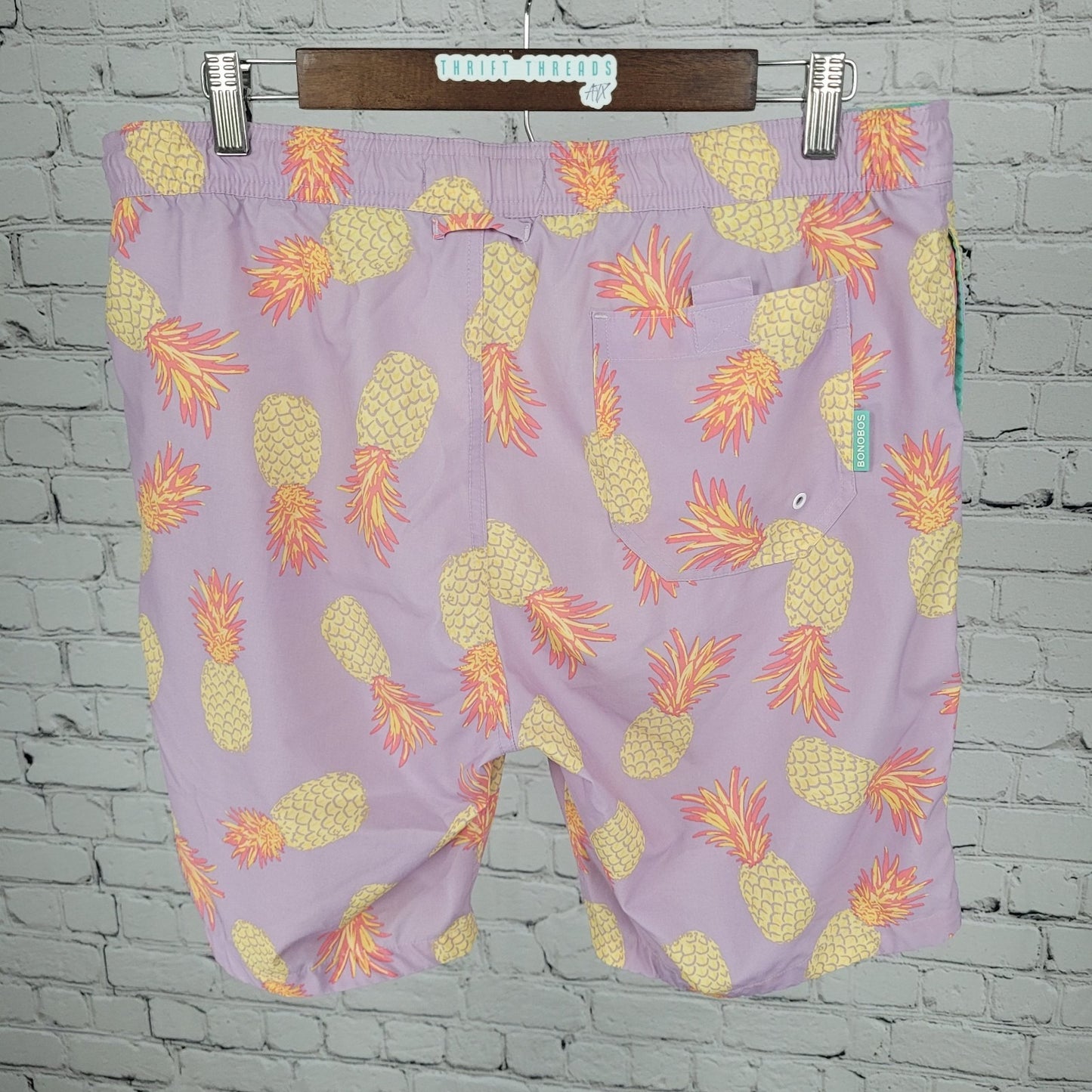 Bonobos Purple Pineapple Mesh Lined Board Shorts Swim Trunks Size Medium M