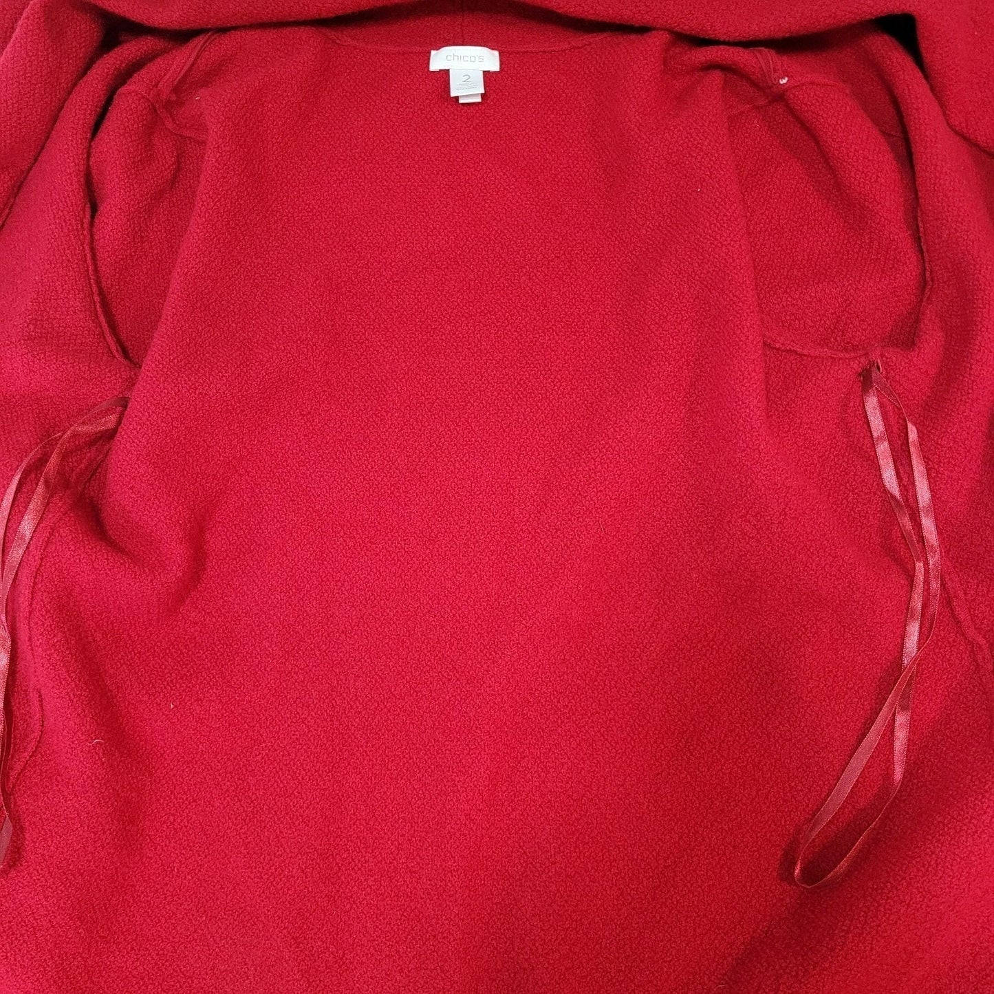 Chico's Red 100% Wool Shawl Collar Unlined Open Cardigan Jacket Size 2 US 12