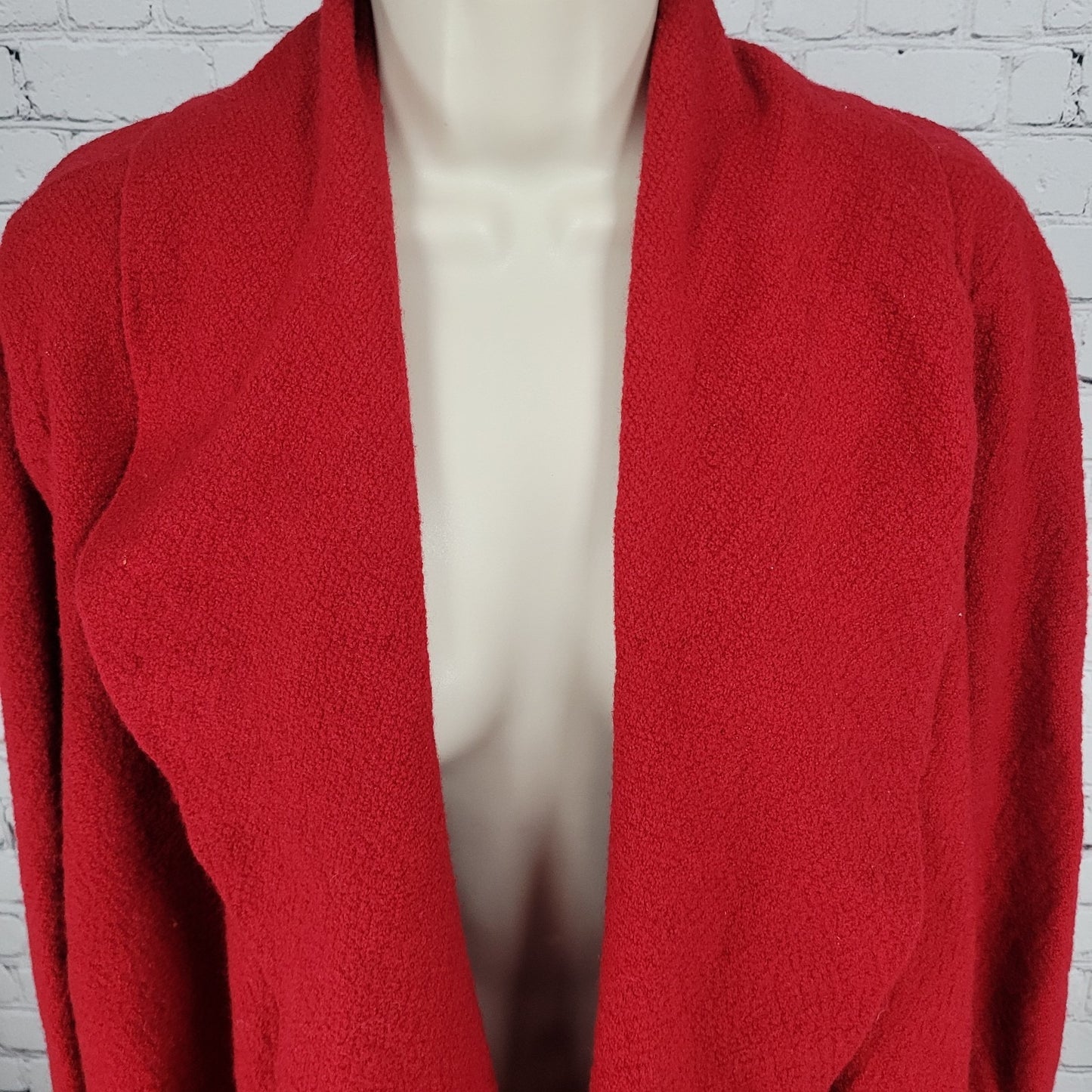 Chico's Red 100% Wool Shawl Collar Unlined Open Cardigan Jacket Size 2 US 12