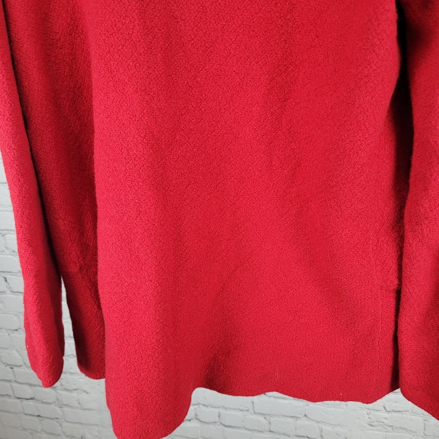Chico's Red 100% Wool Shawl Collar Unlined Open Cardigan Jacket Size 2 US 12