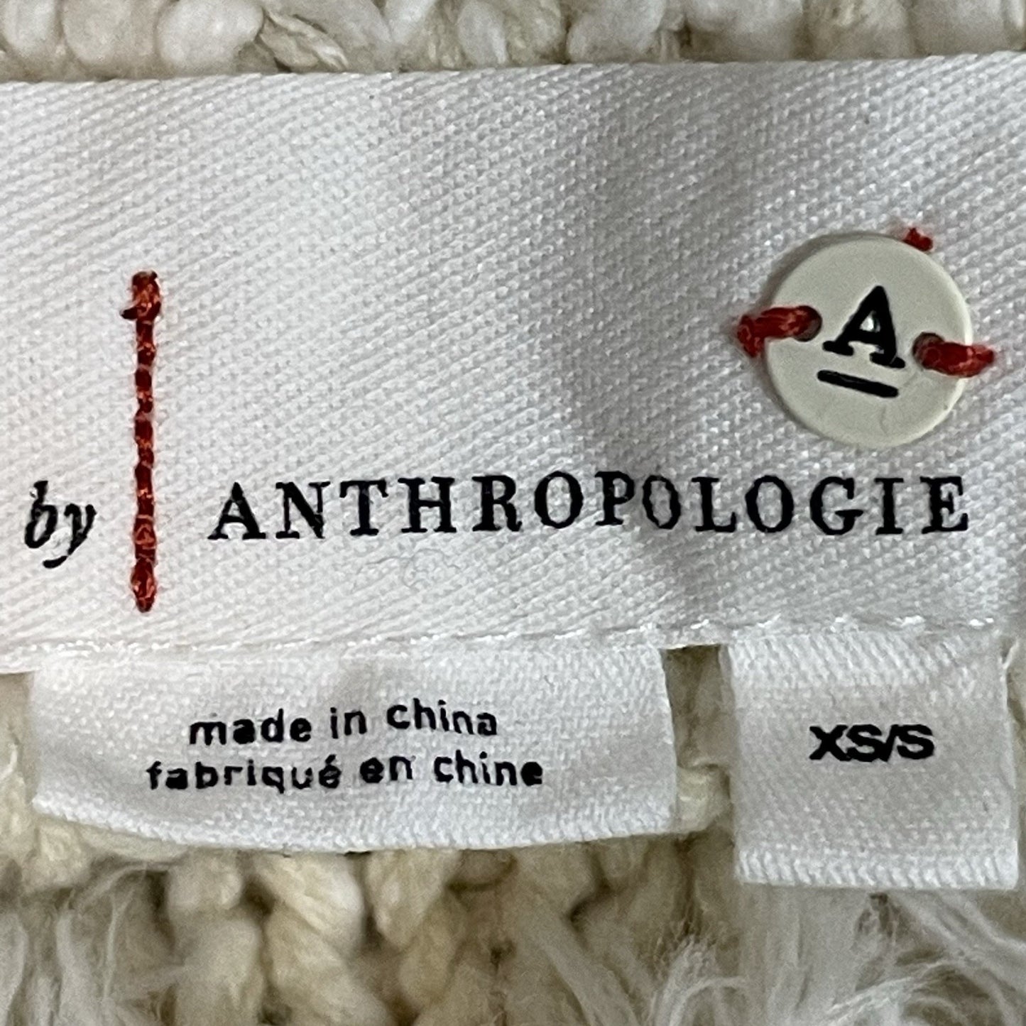 By Anthropologie Ivory Chunky Knit Crochet Soft Oversized Sweater Poncho XS/S