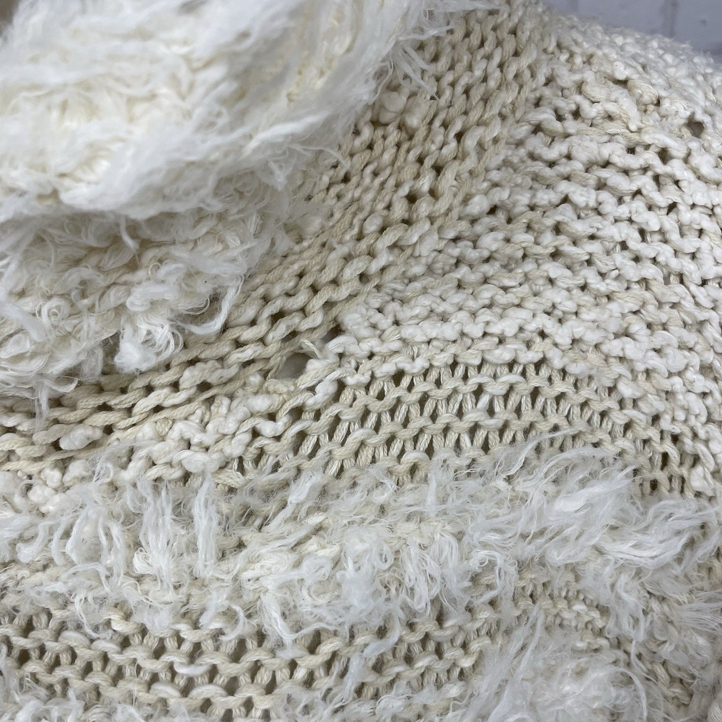 By Anthropologie Ivory Chunky Knit Crochet Soft Oversized Sweater Poncho XS/S