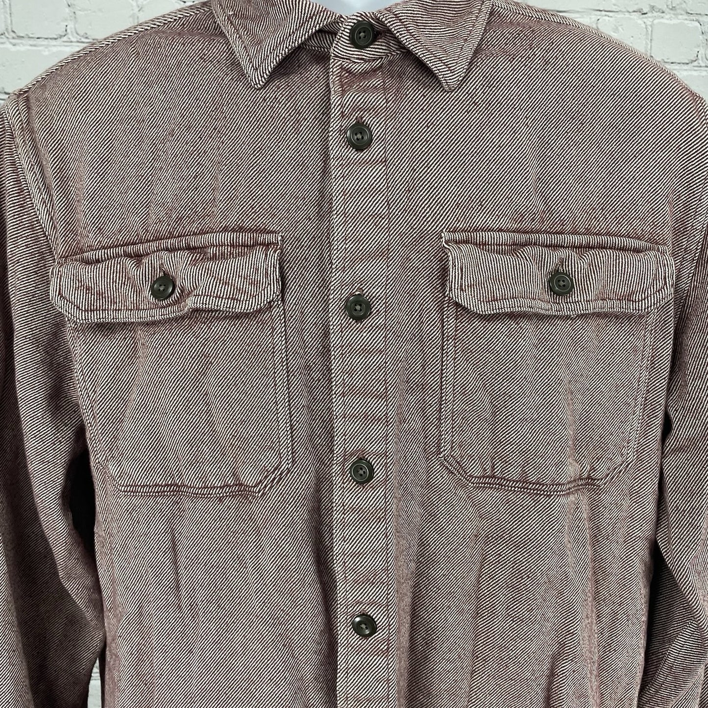 Patagonia Red Striped Organic Cotton Button Up Long Sleeve Shirt Size Medium M